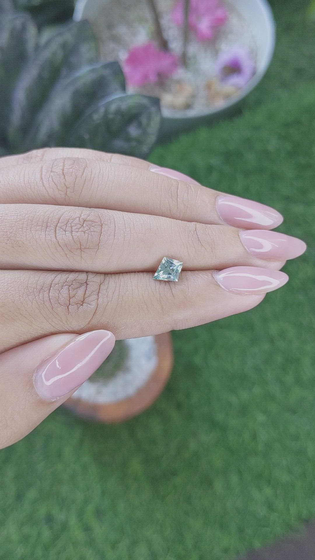 0.90 Ct. Bluish Green Sapphire from Montana Size Video