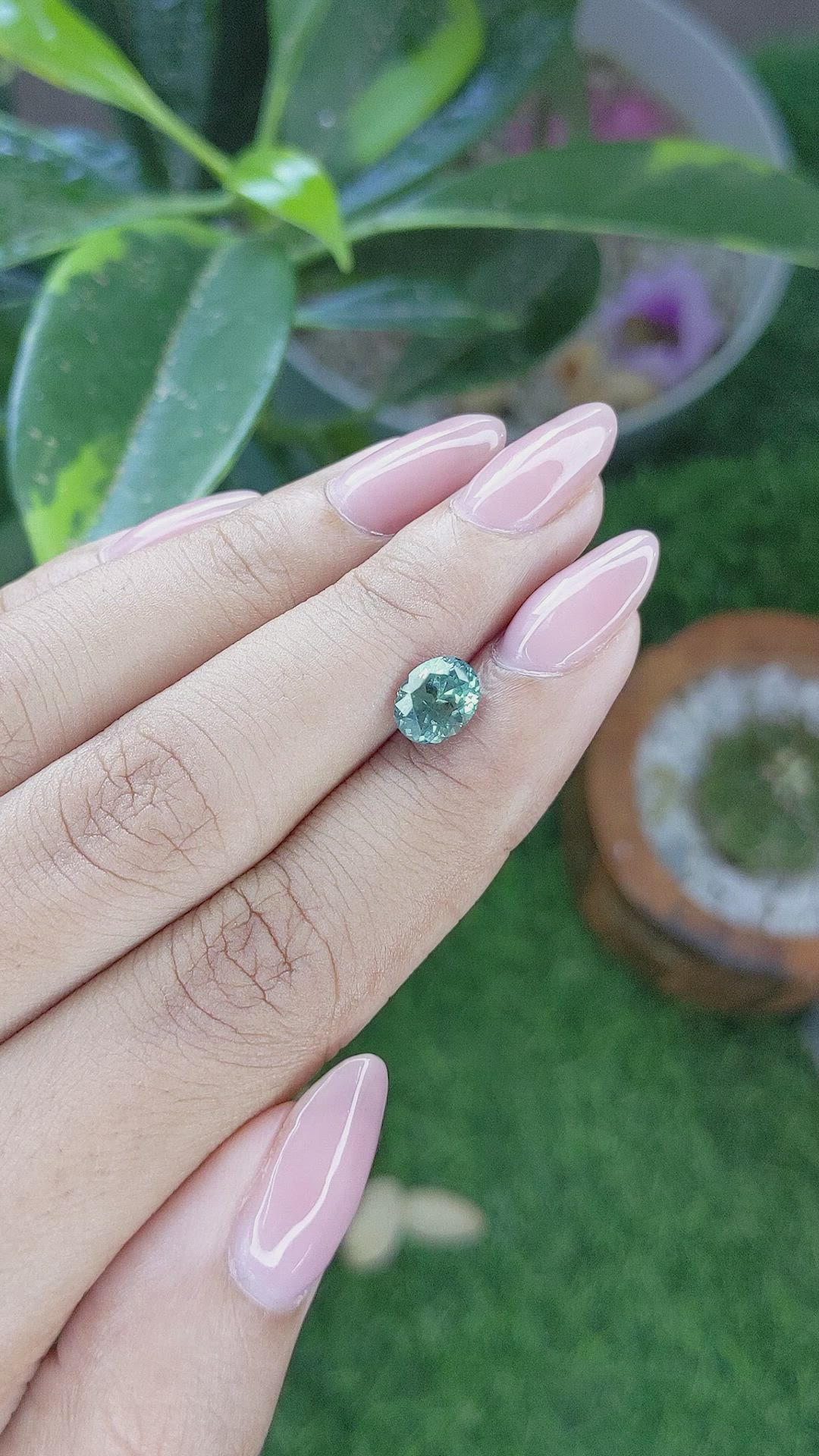 1.71 Ct. Bluish Green Sapphire from Montana Size Video