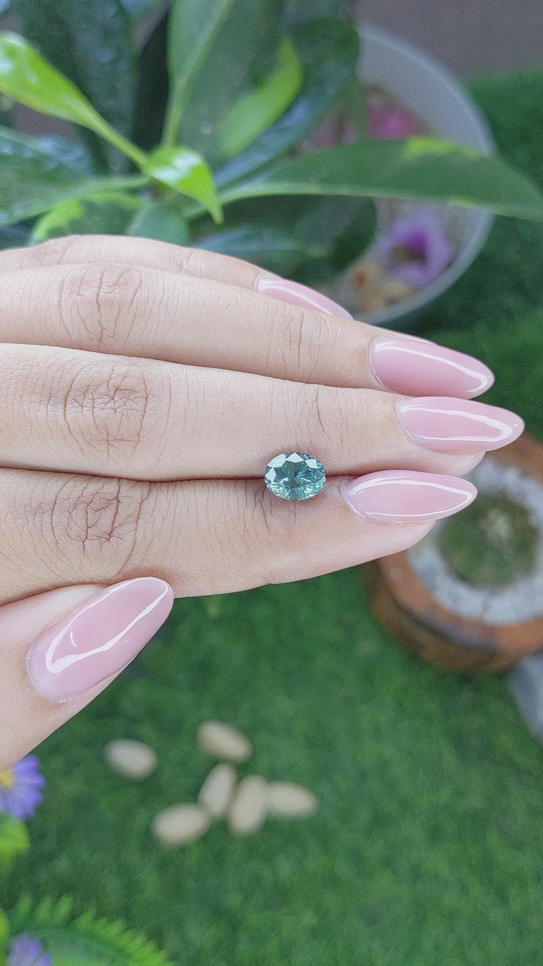 1.71 Ct. Bluish Green Sapphire from Montana Size Video