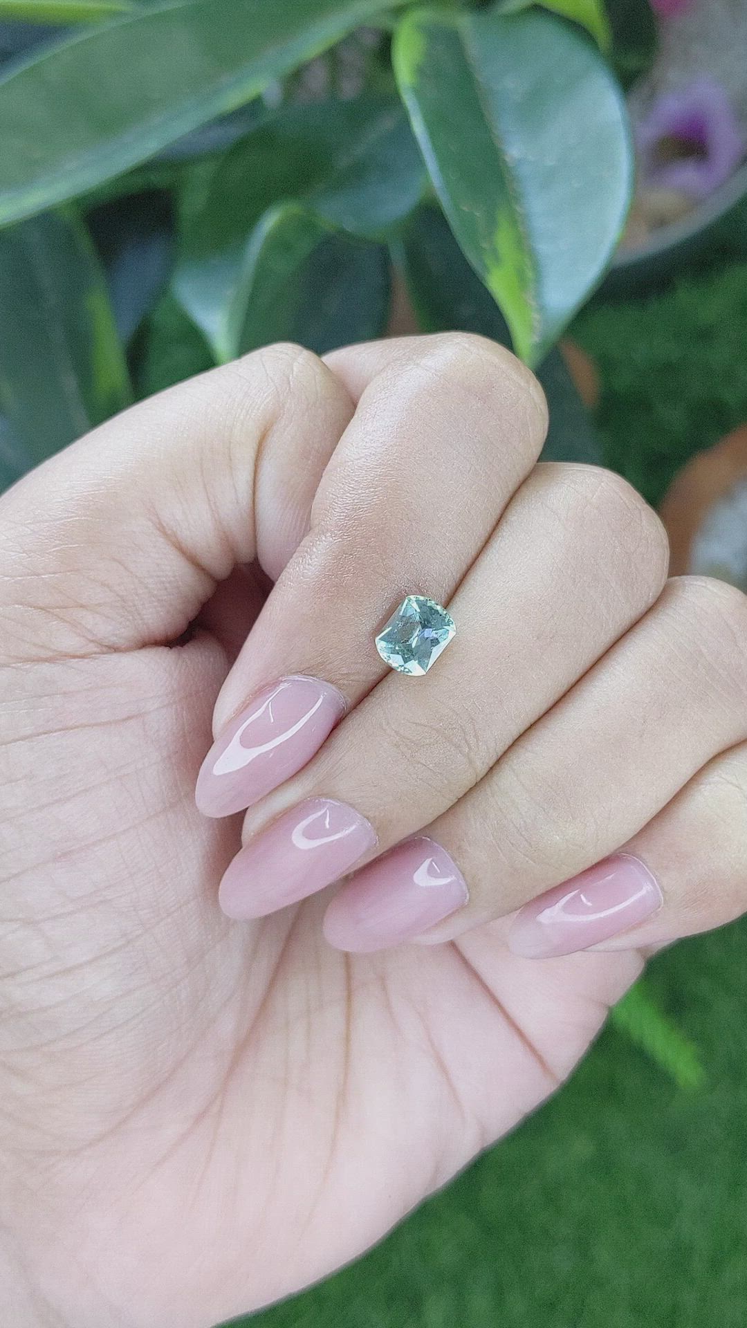 1.25 Ct. Bluish Green Sapphire from Montana Size Video