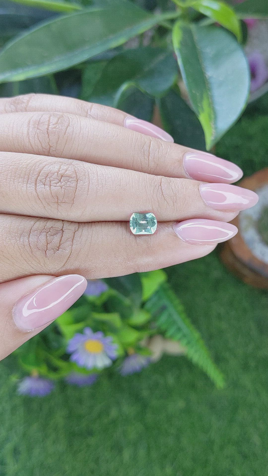 1.25 Ct. Bluish Green Sapphire from Montana Size Video