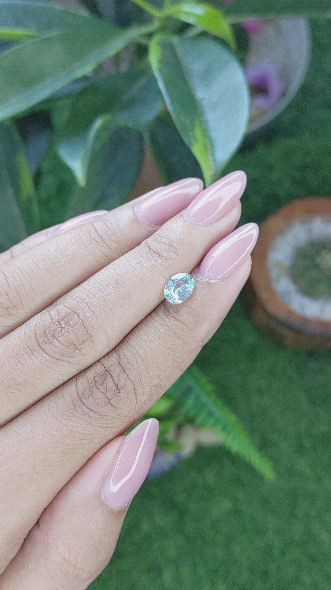 1.13 Ct. Bluish Green Sapphire from Montana Size Video