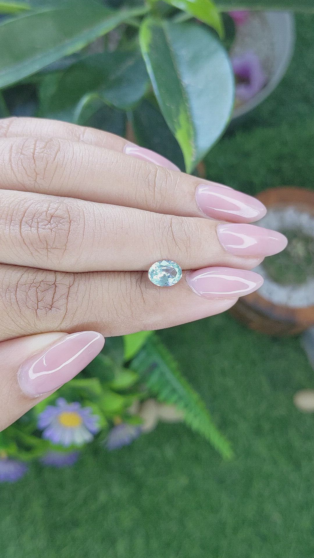 1.13 Ct. Bluish Green Sapphire from Montana Size Video