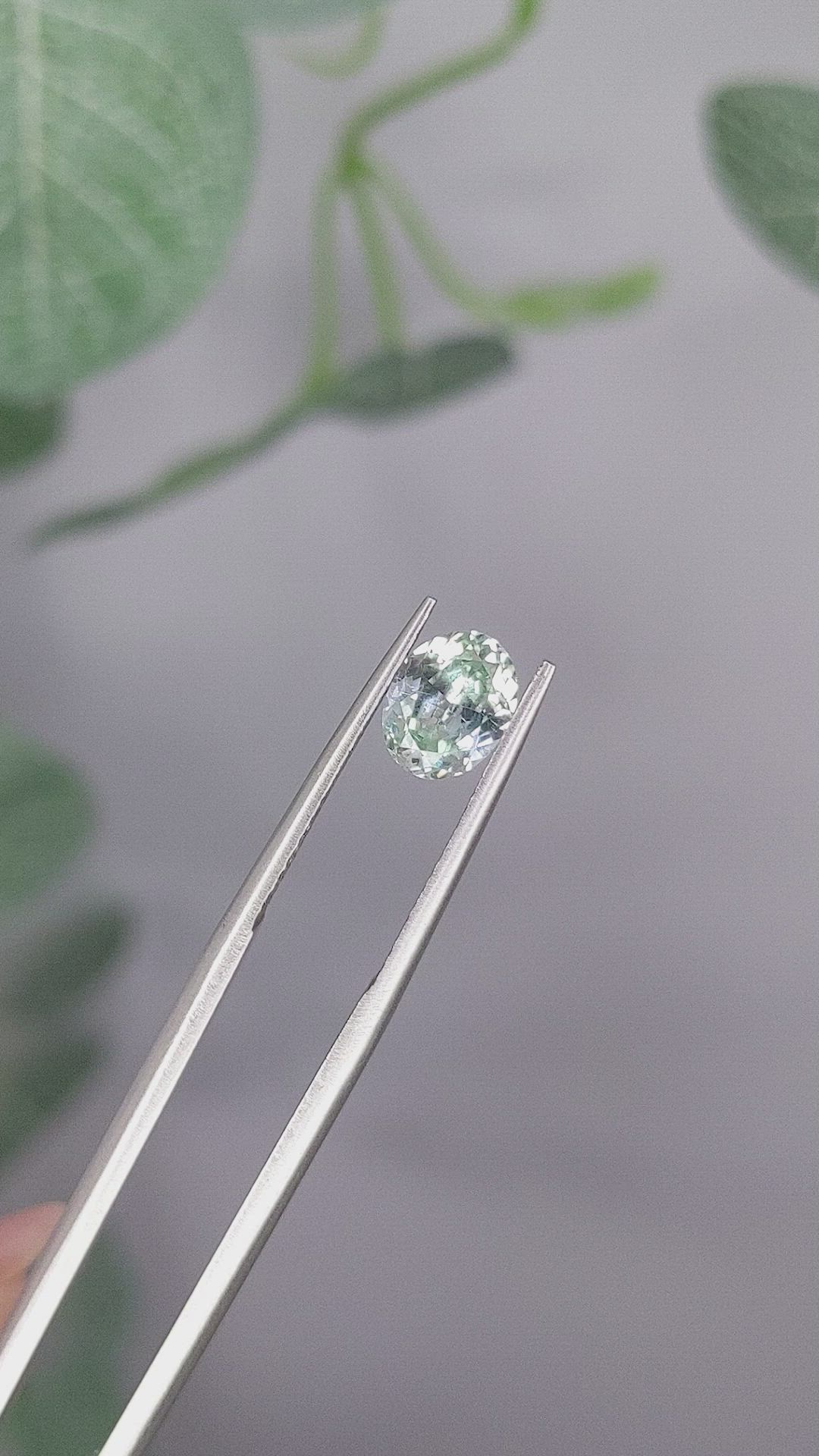 1.13 Ct. Bluish Green Sapphire from Montana Size Video