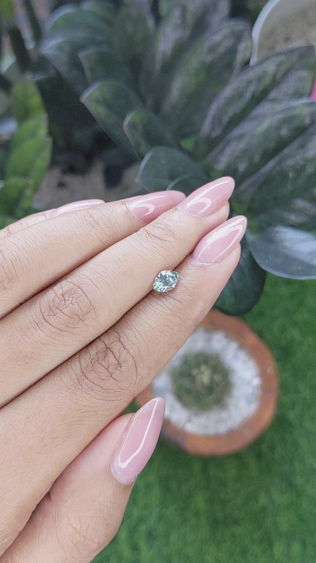 0.82 Ct. Bluish Green Sapphire from Montana Size Video