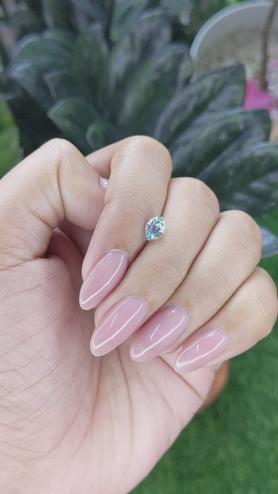 0.82 Ct. Bluish Green Sapphire from Montana Size Video