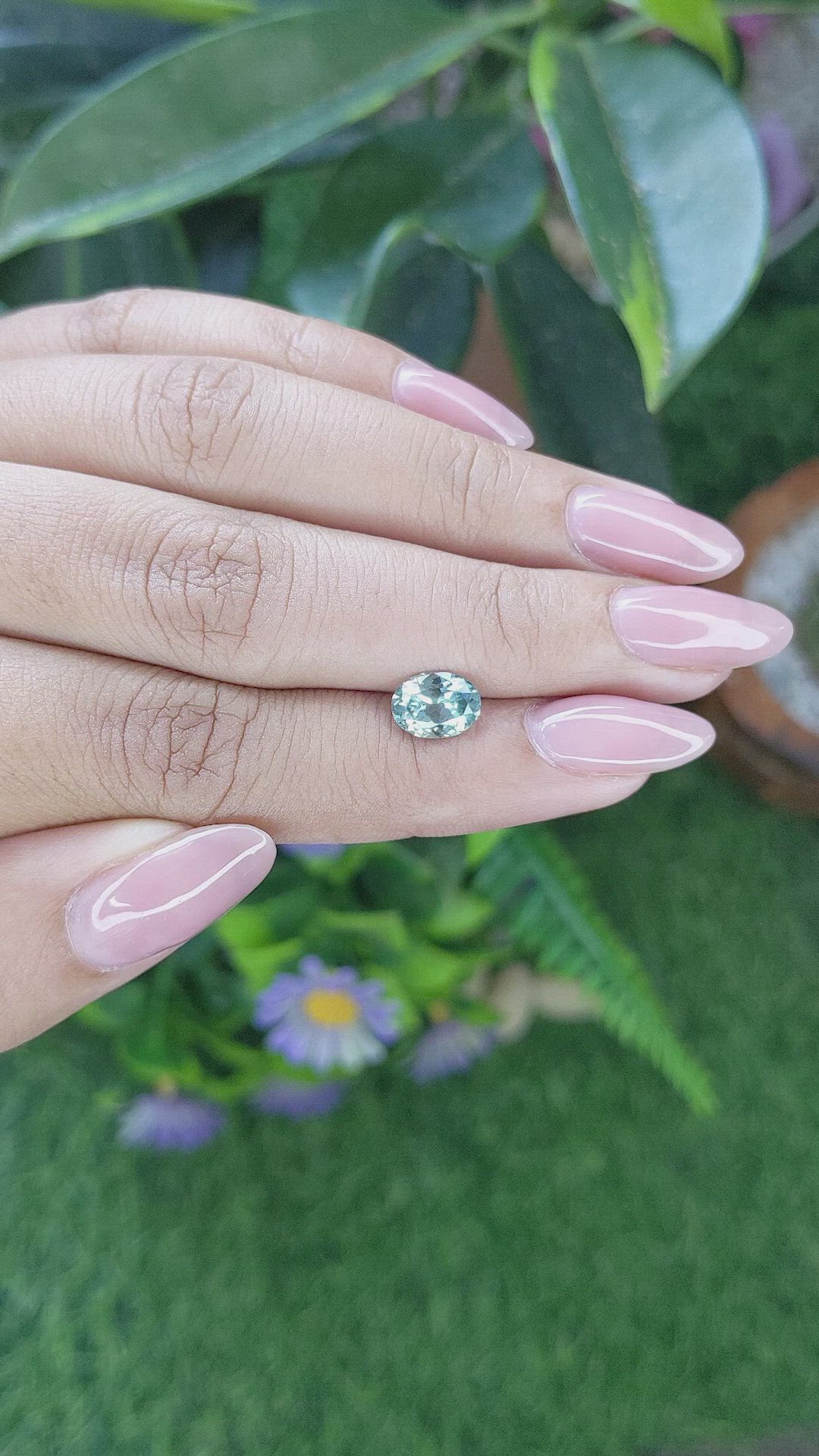 1.54 Ct. Bluish Green Sapphire from Montana Size Video