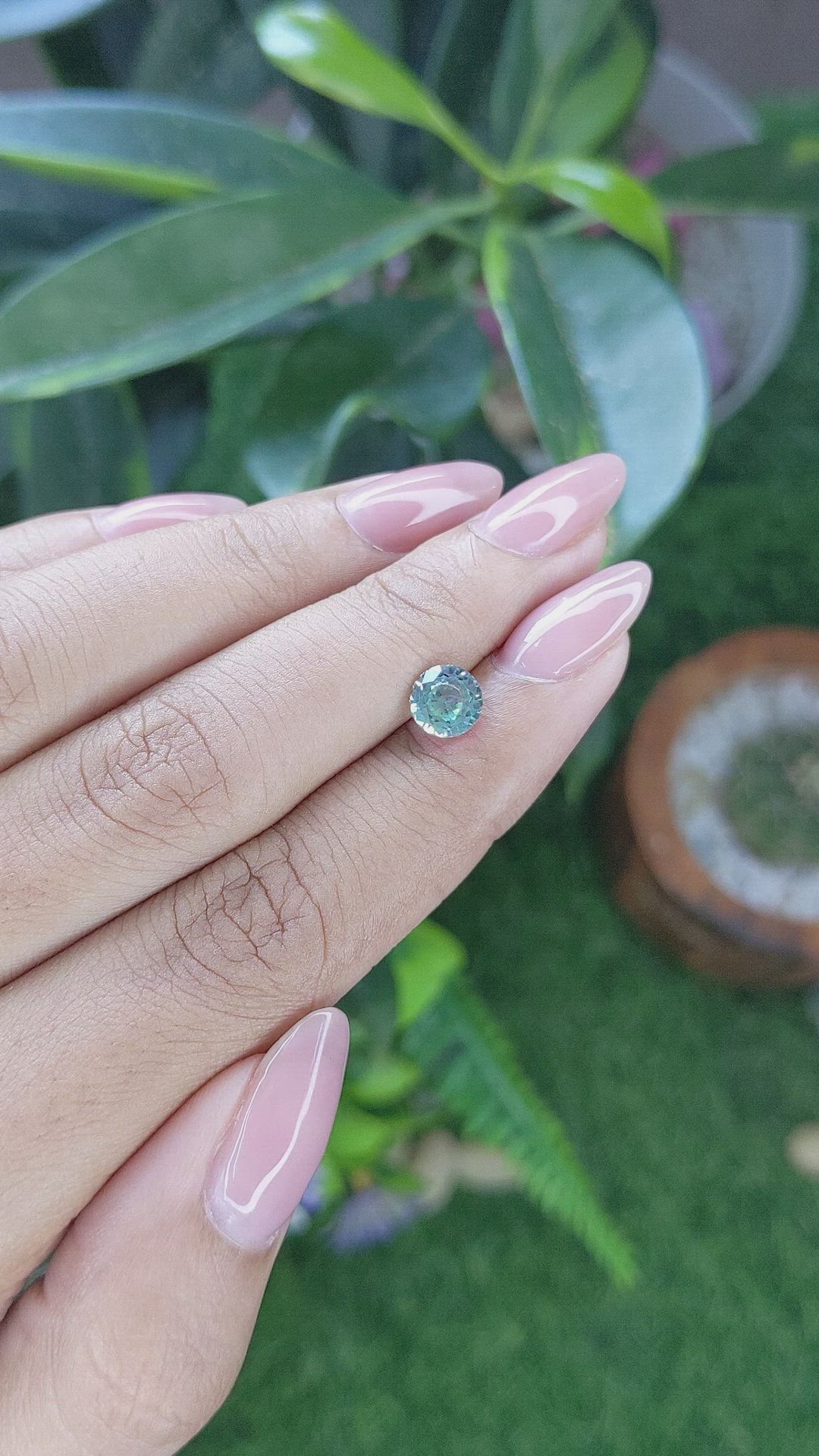 1.25 Ct. Bluish Green Sapphire from Montana Size Video