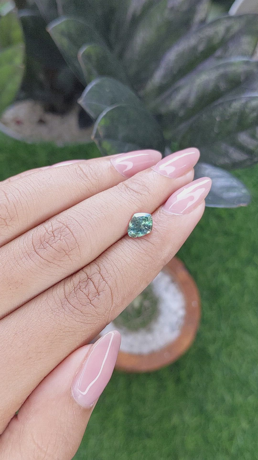 1.61 Ct. Bluish Green Sapphire from Montana Size Video