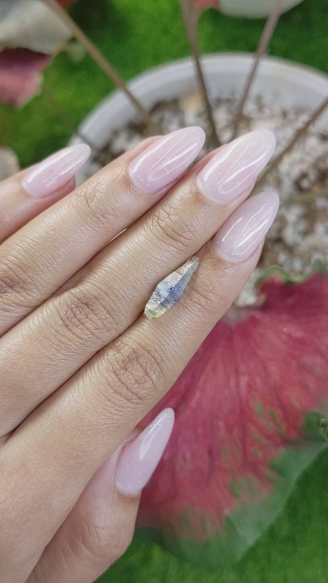 3.61 Ct. Bi Color Sapphire Crystal from Ceylon (Sri Lanka) Size Video