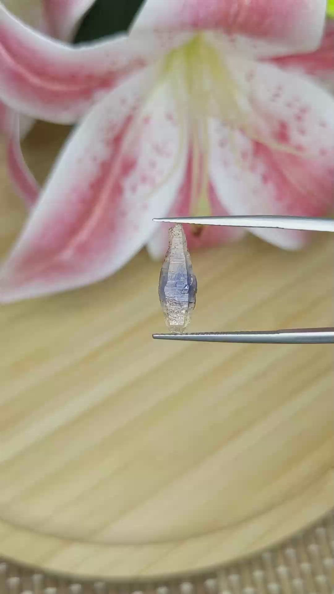 3.61 Ct. Bi Color Sapphire Crystal from Ceylon (Sri Lanka) Size Video