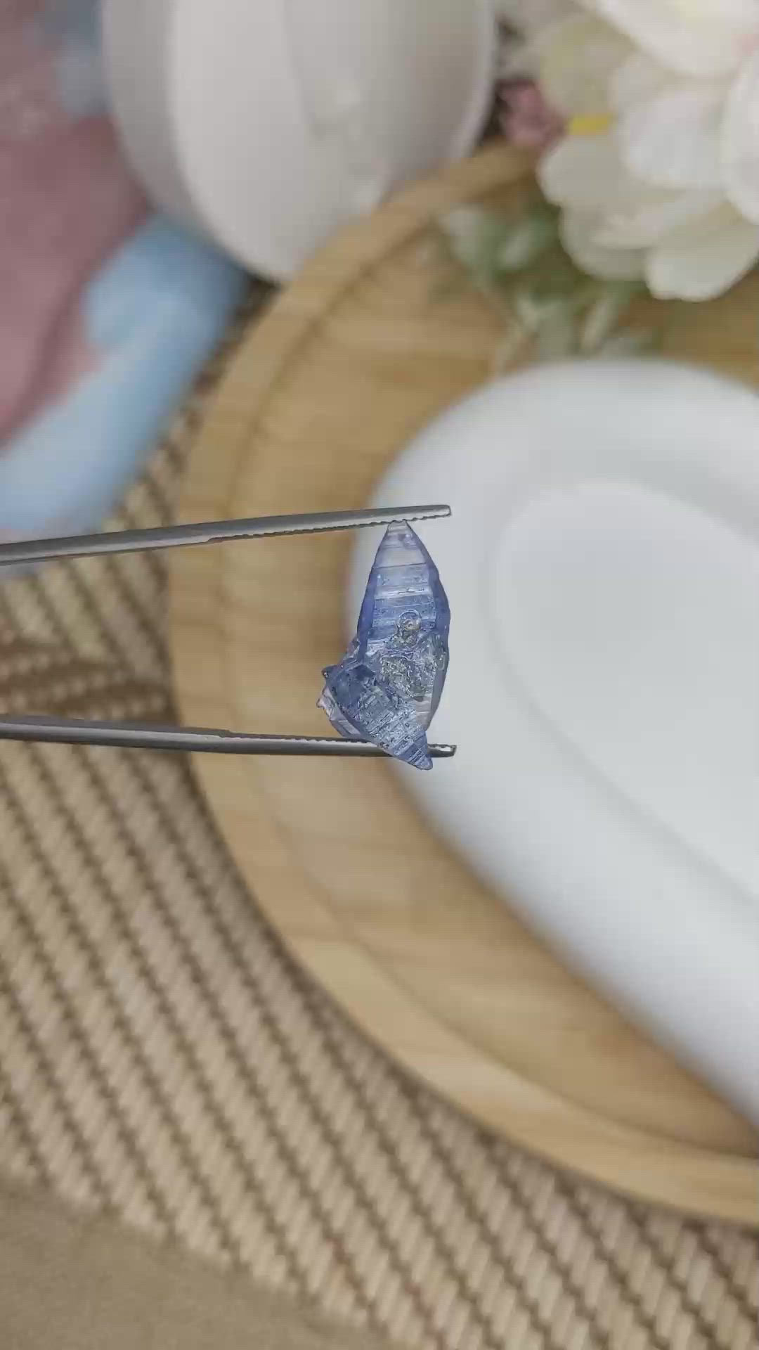 7.93 Ct. Blue Sapphire Crystal from Ceylon (Sri Lanka) Size Video