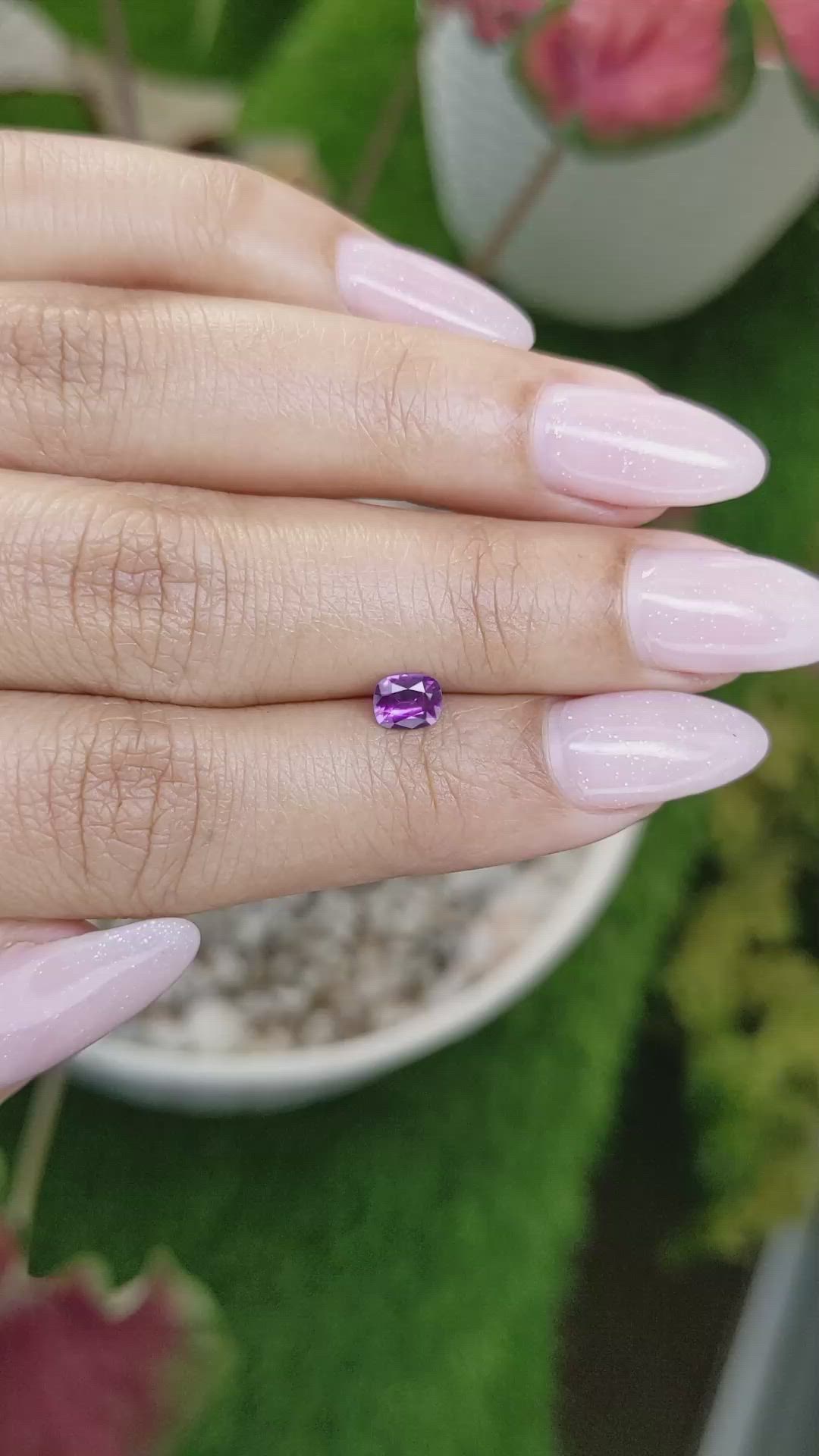 0.44 Ct. Pinkish Purple Sapphire from Ceylon (Sri Lanka) Size Video