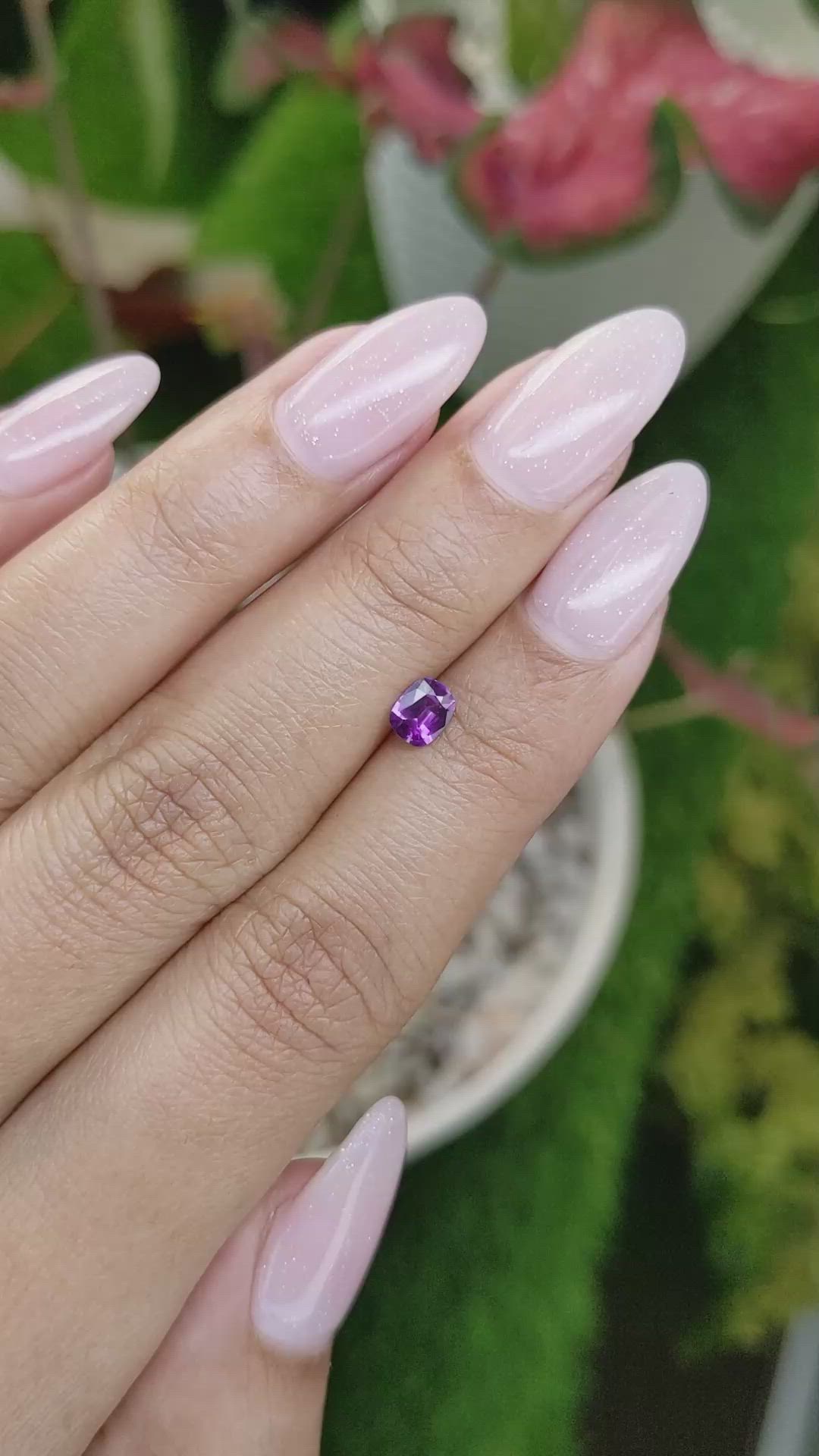 0.44 Ct. Pinkish Purple Sapphire from Ceylon (Sri Lanka) Size Video