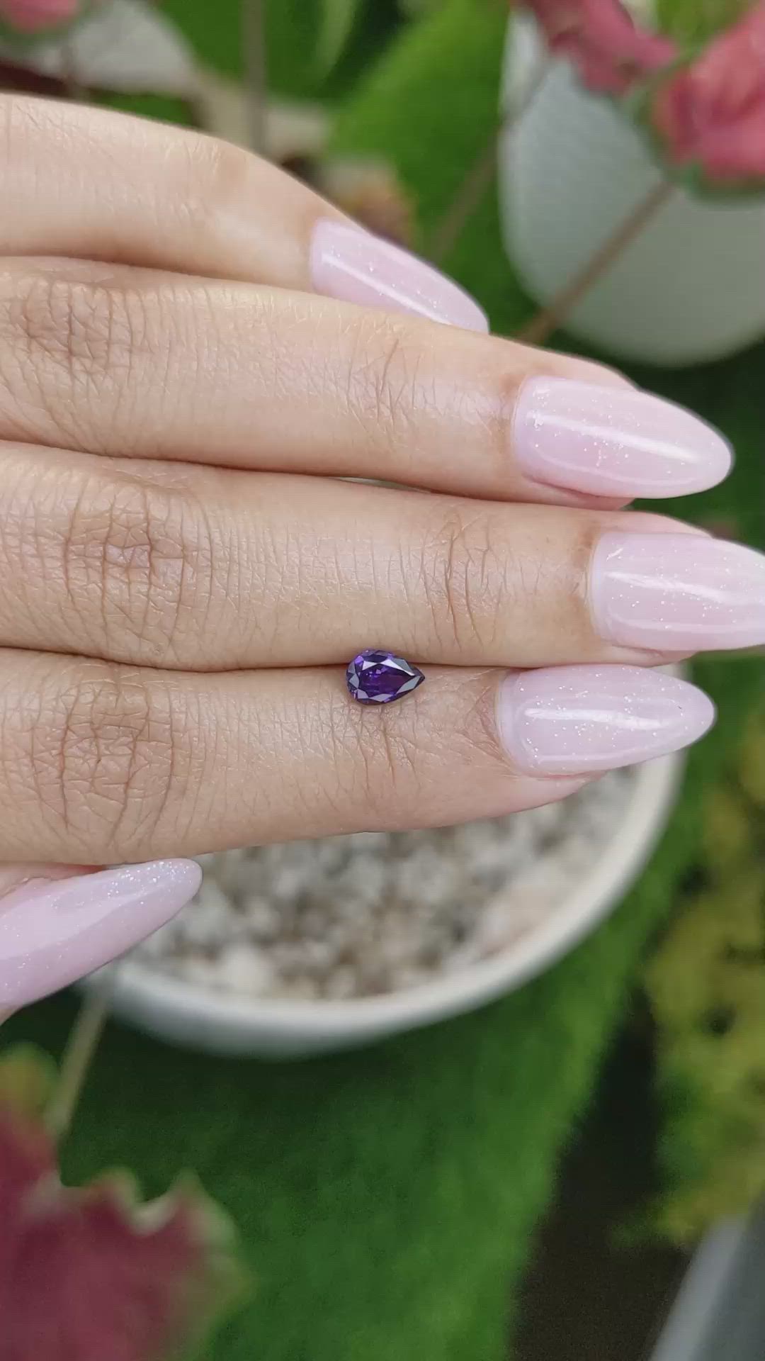 0.59 Ct. Purple Sapphire from Ceylon (Sri Lanka) Size Video
