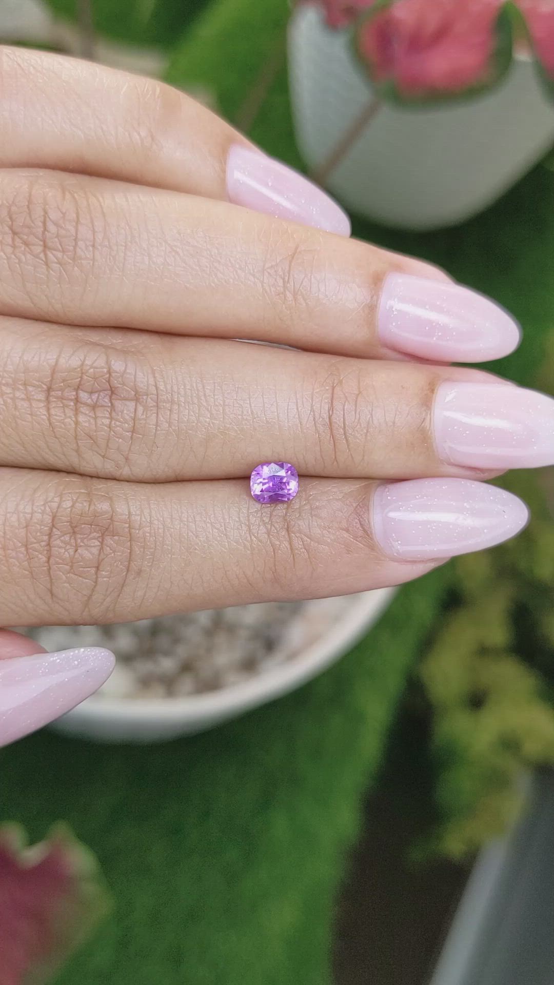 0.57 Ct. Pinkish Purple Sapphire from Ceylon (Sri Lanka) Size Video