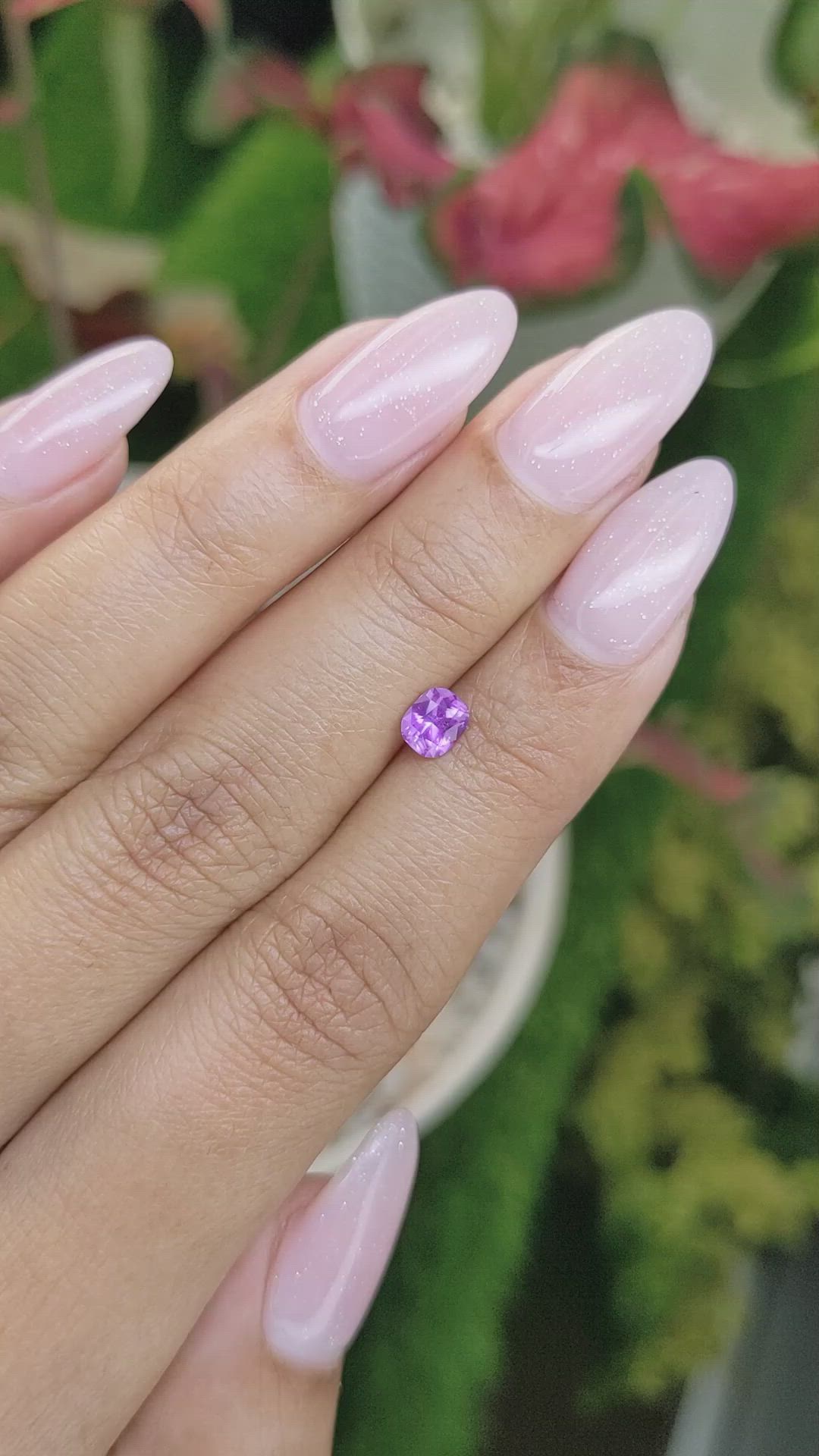 0.57 Ct. Pinkish Purple Sapphire from Ceylon (Sri Lanka) Size Video