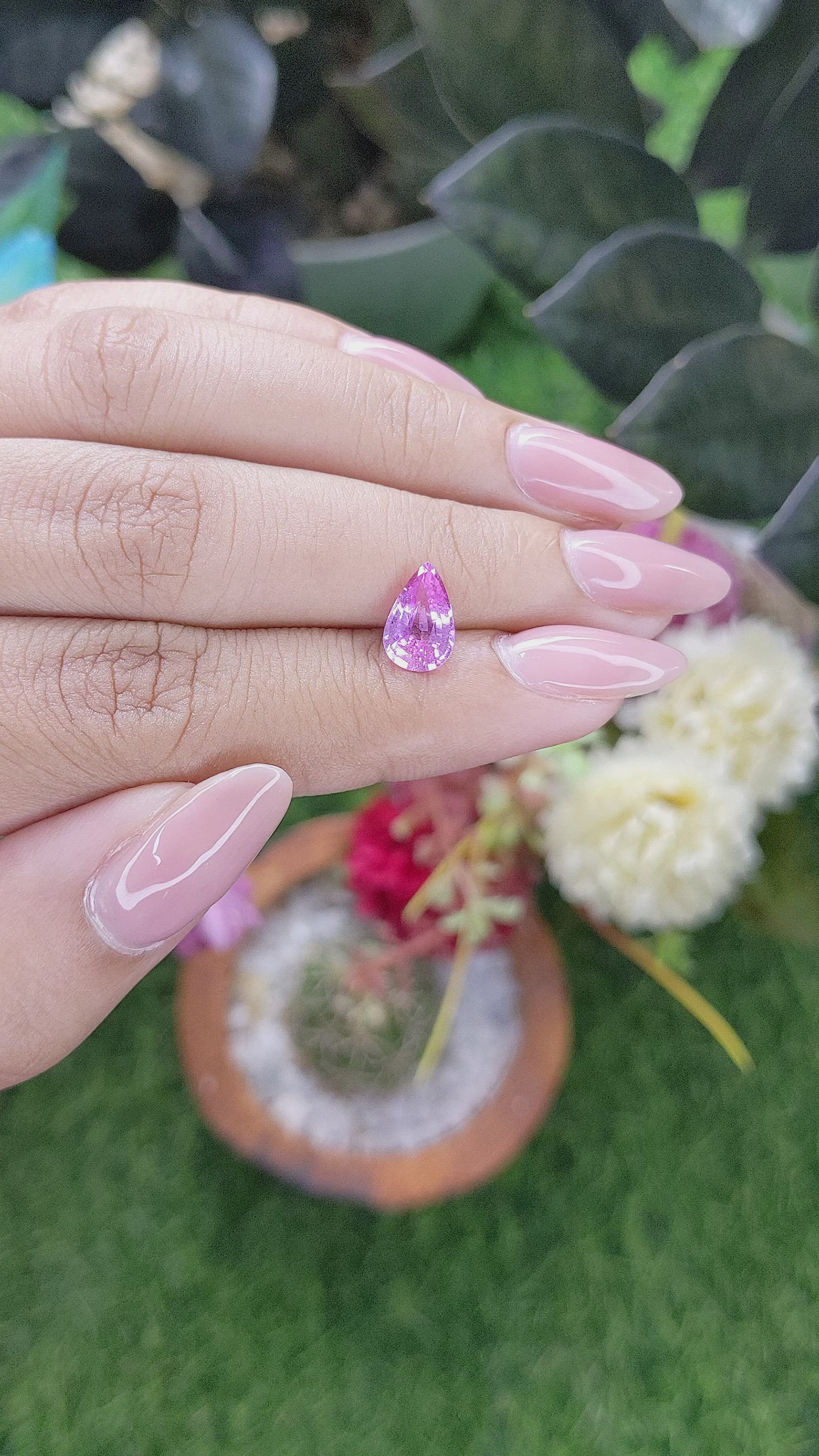 1.63 Ct. Purplish Pink Sapphire from Africa Size Video
