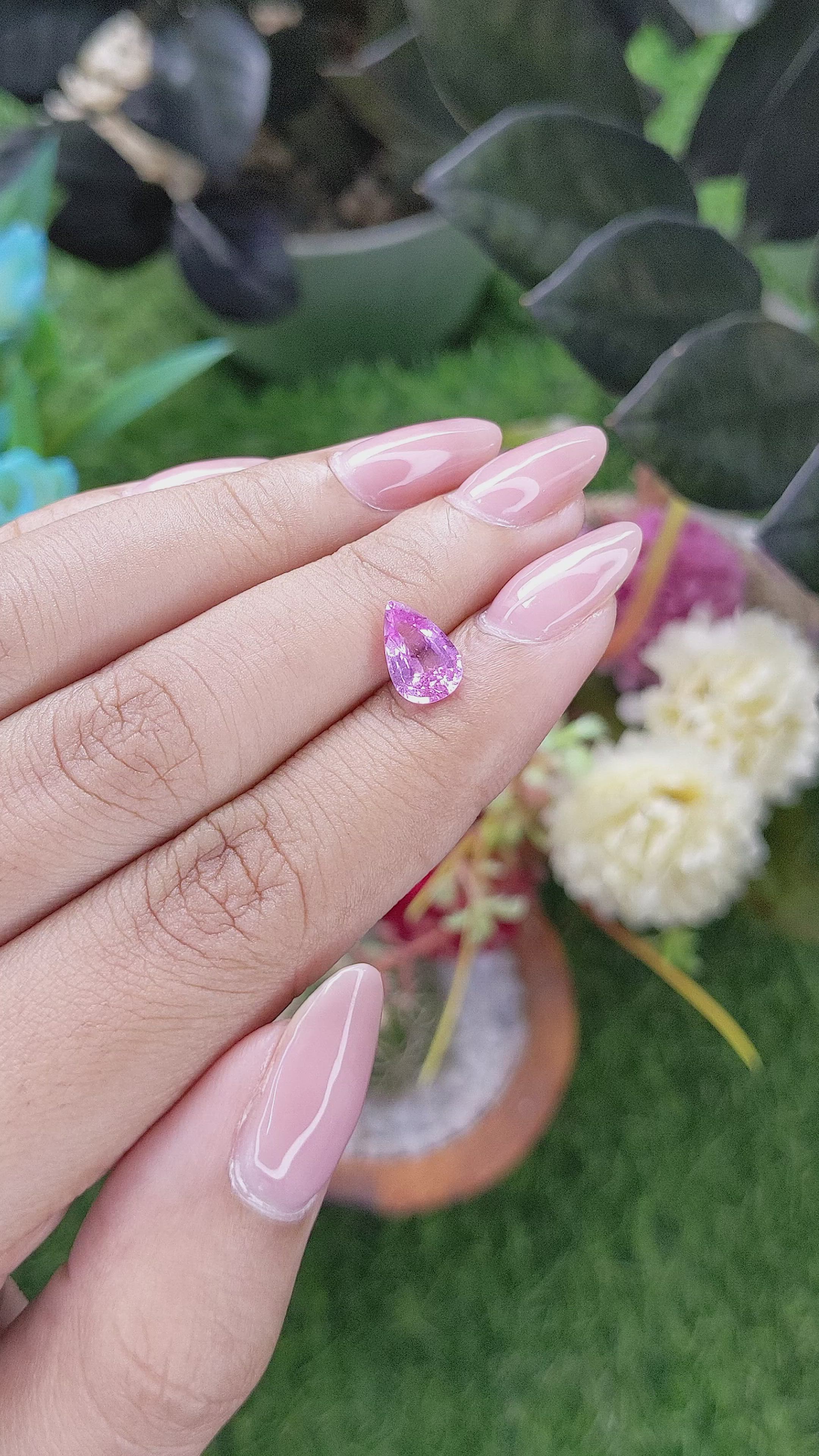 1.63 Ct. Purplish Pink Sapphire from Africa Size Video