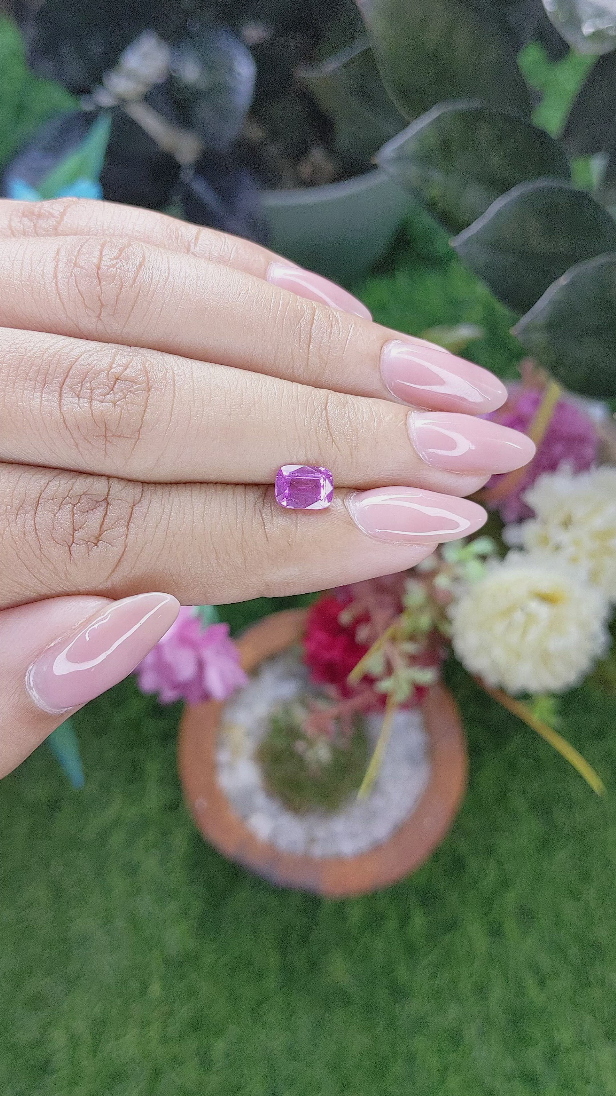 1.21 Ct. Pinkish Purple Sapphire from Africa Size Video