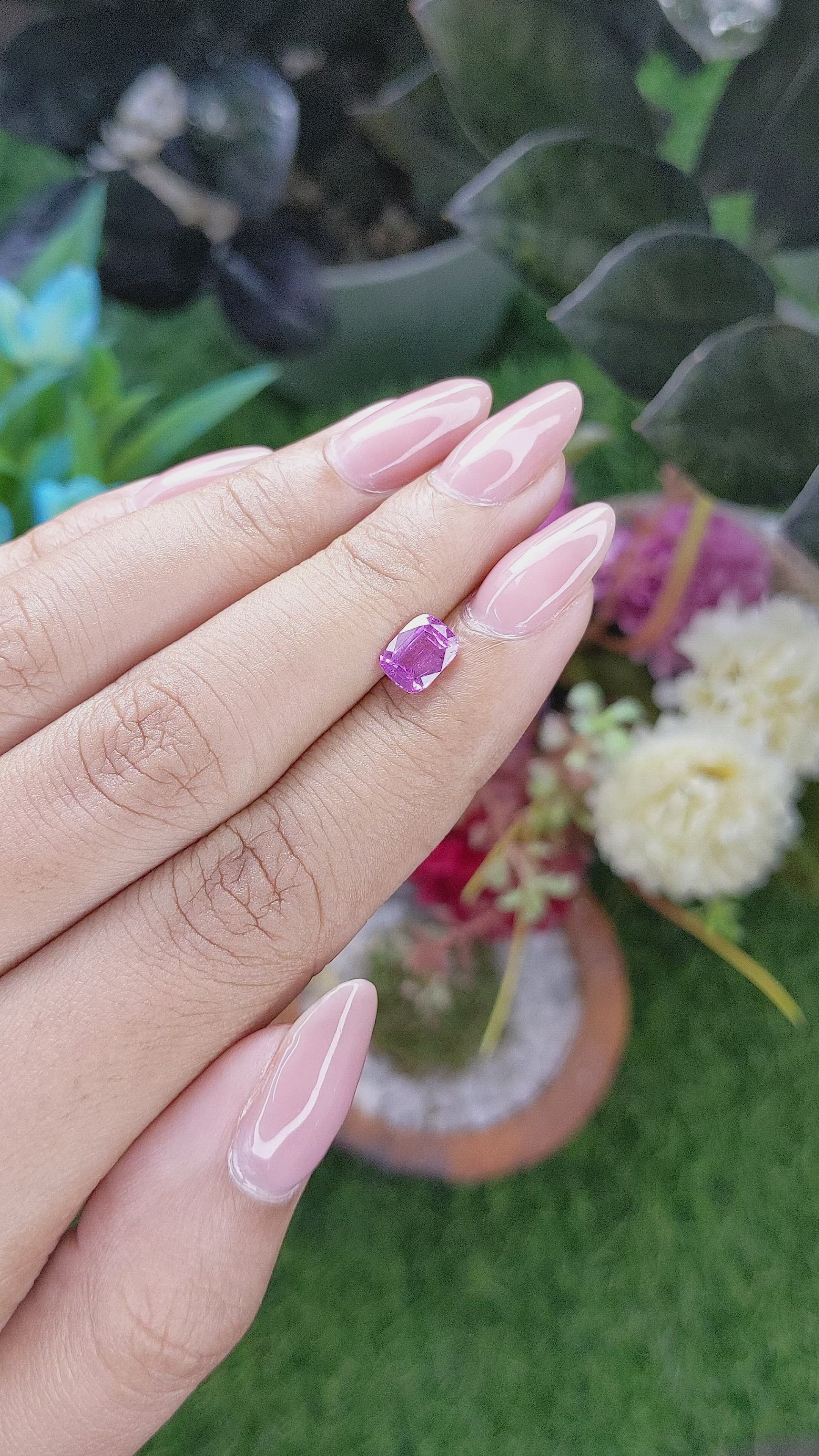 1.21 Ct. Pinkish Purple Sapphire from Africa Size Video