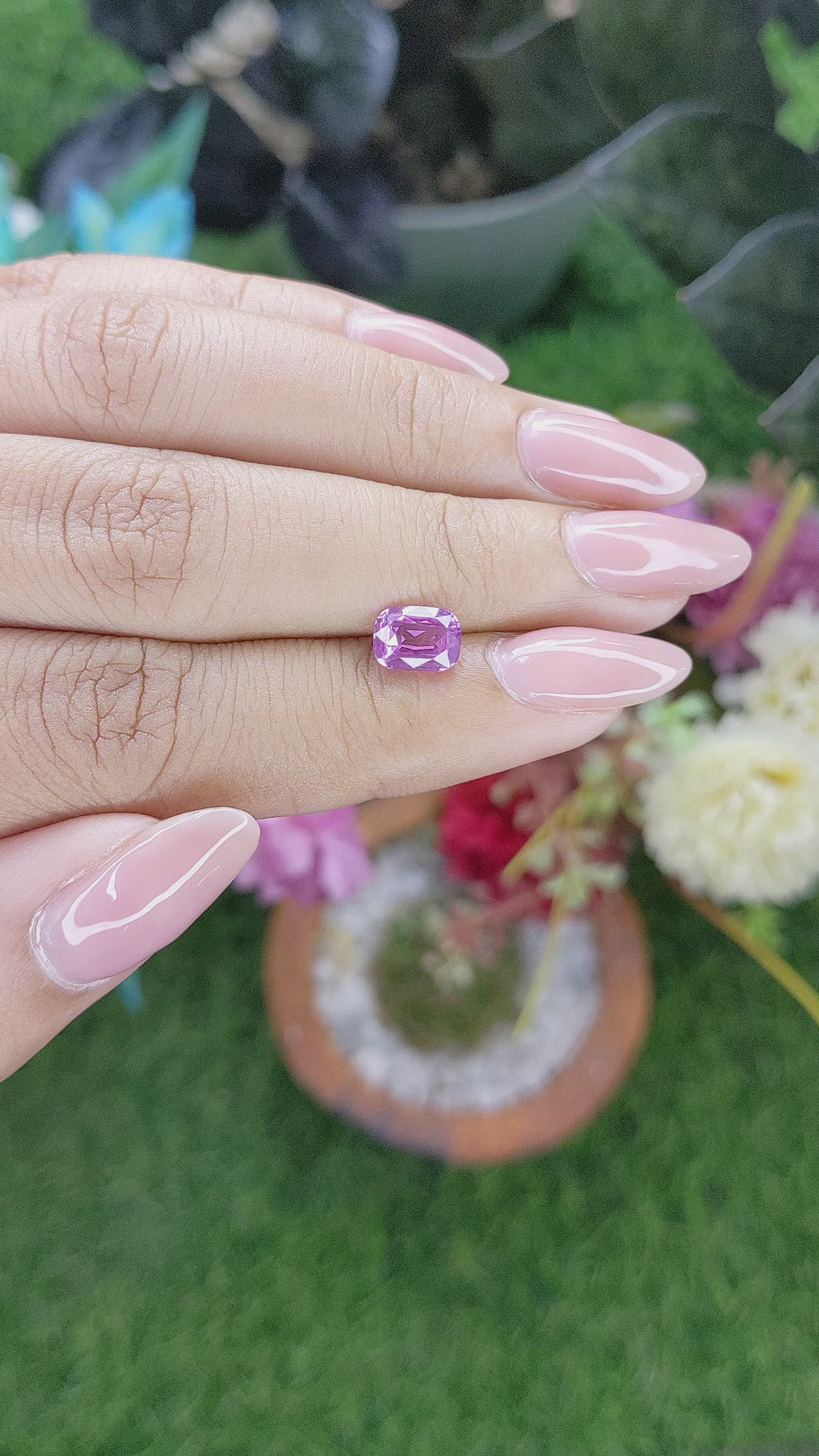 1.59 Ct. Pinkish Purple Sapphire from Africa Size Video