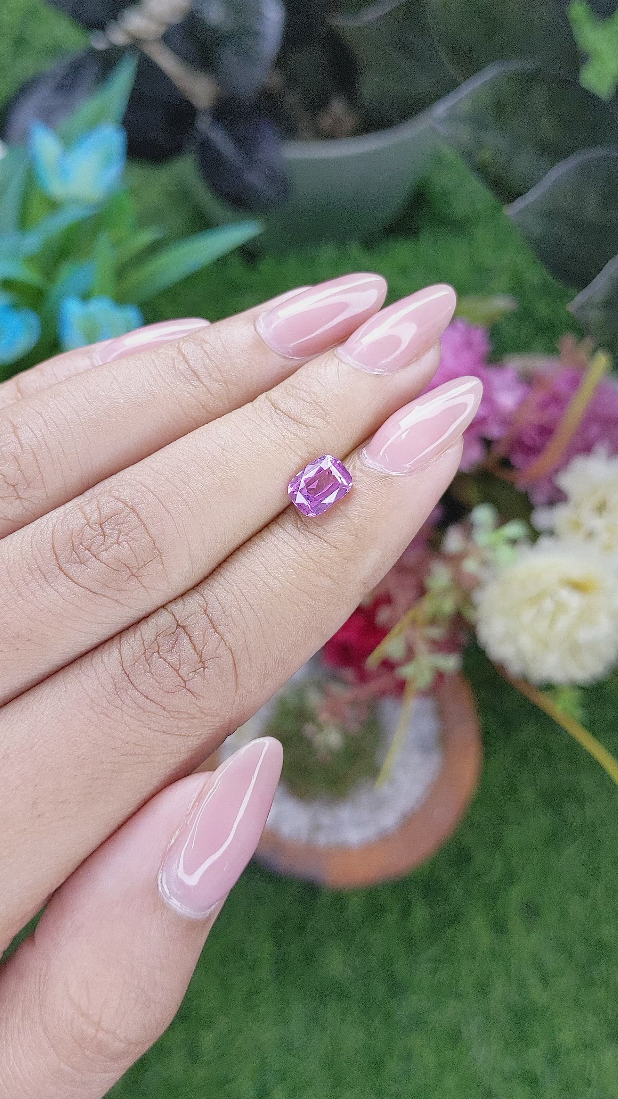 1.59 Ct. Pinkish Purple Sapphire from Africa Size Video