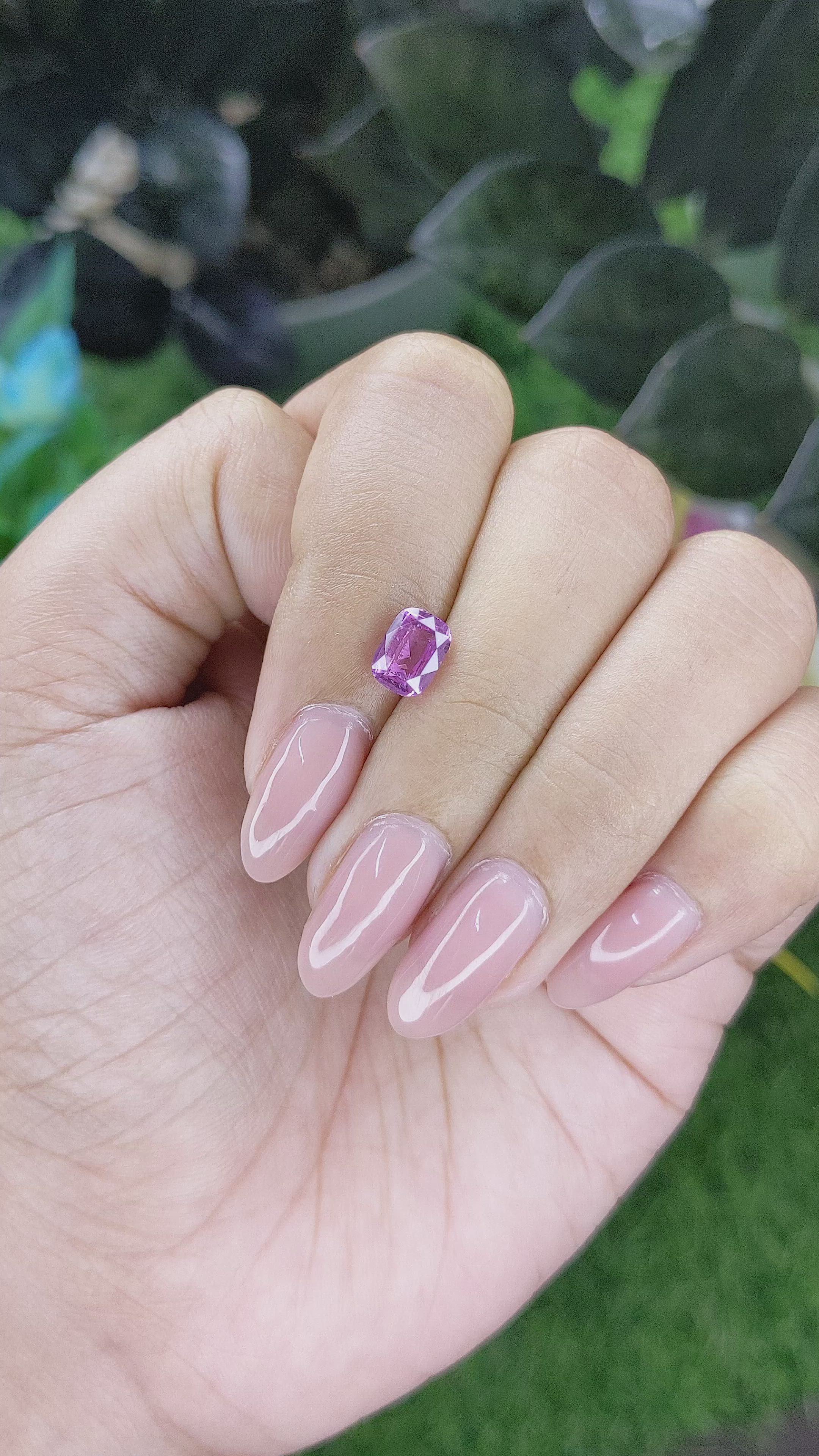 1.59 Ct. Pinkish Purple Sapphire from Africa Size Video