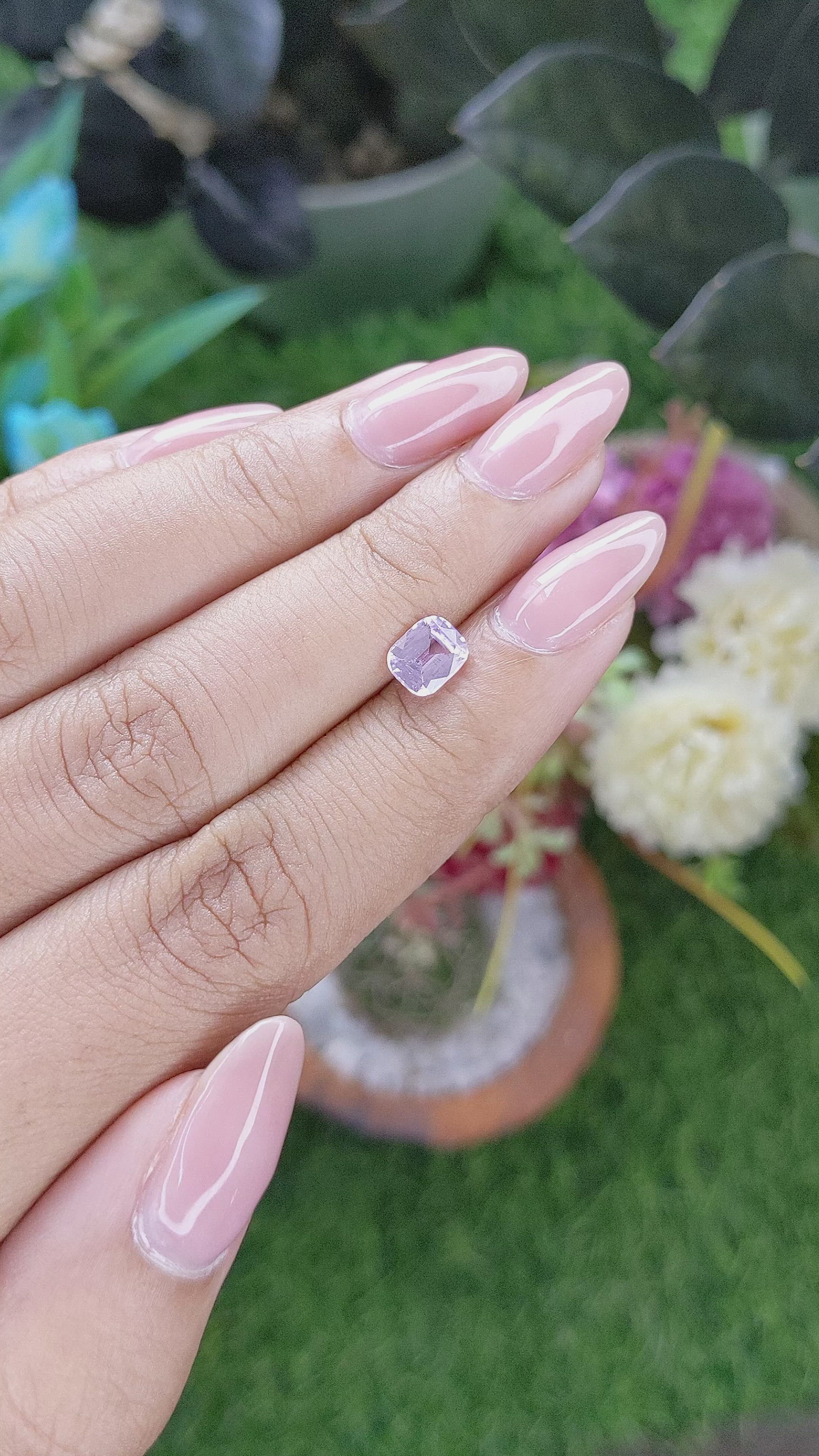 1.11 Ct. Pinkish Purple Sapphire from Africa Size Video