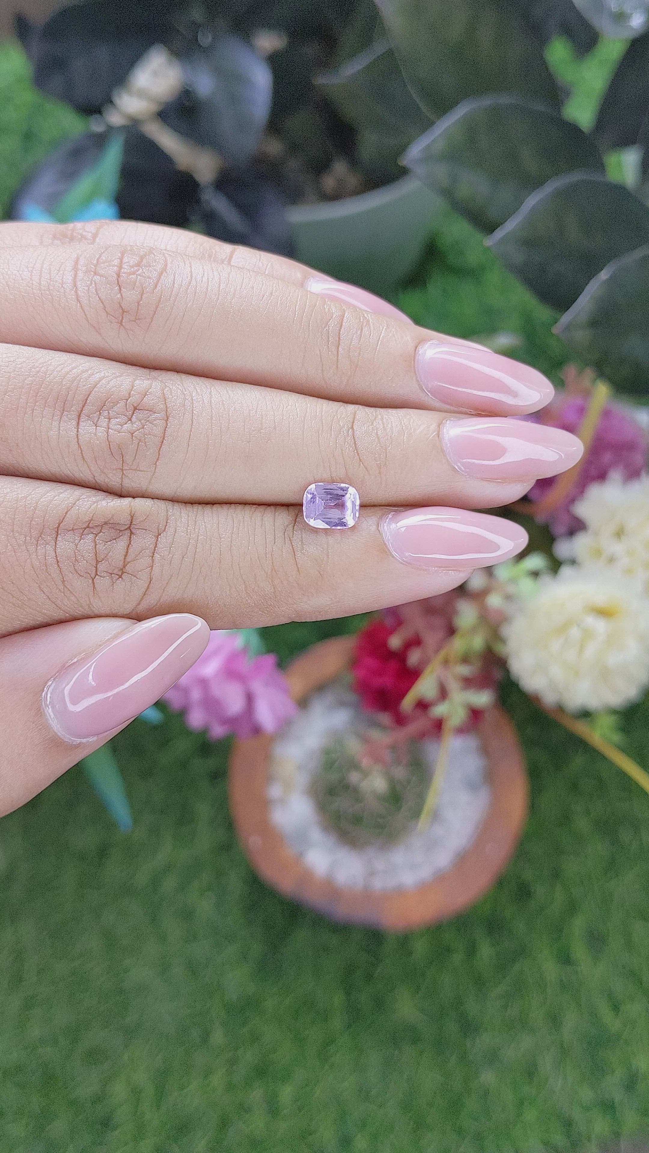 1.11 Ct. Pinkish Purple Sapphire from Africa Size Video