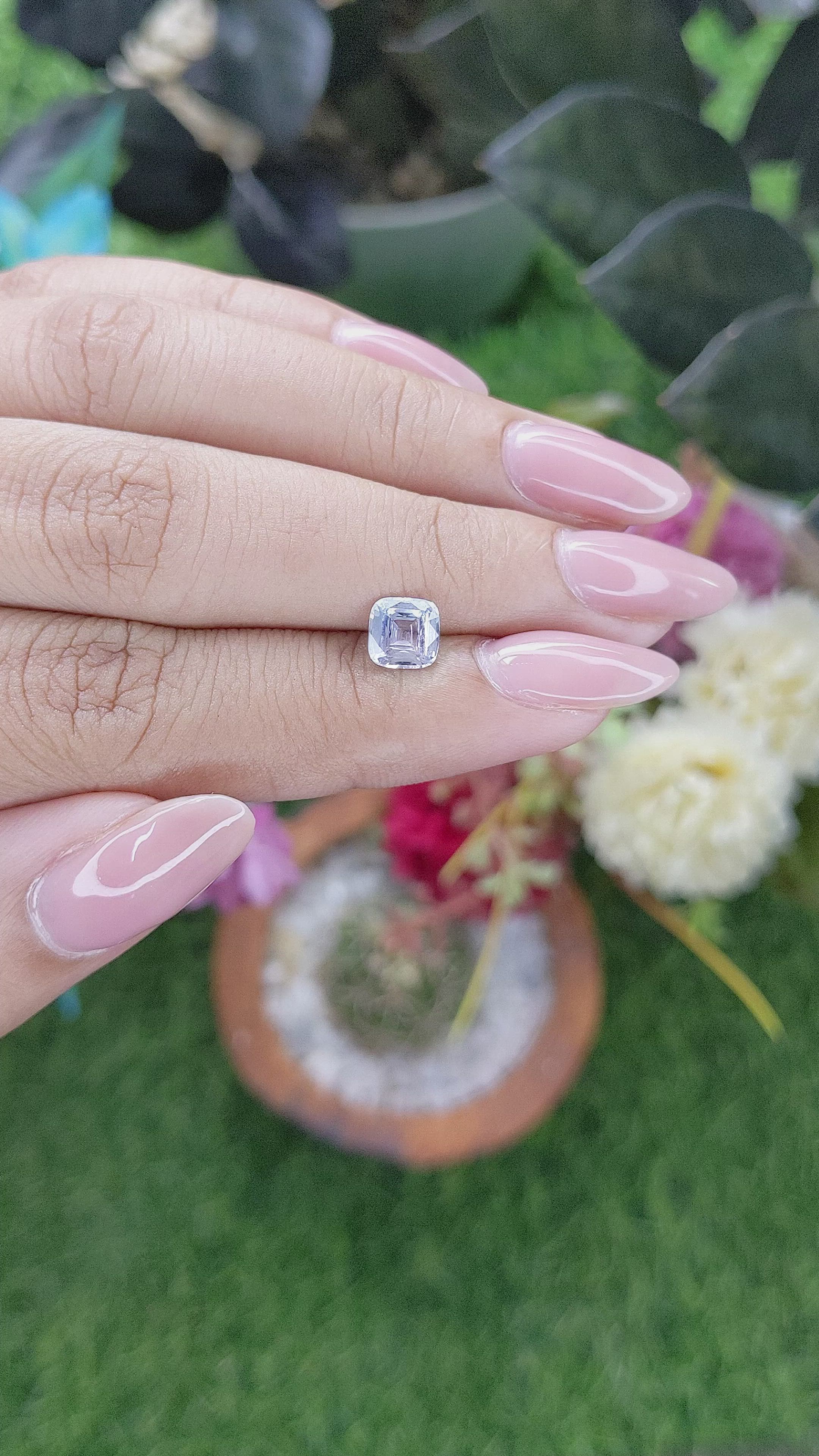 1.14 Ct. White Sapphire from Ceylon (Sri Lanka) Size Video