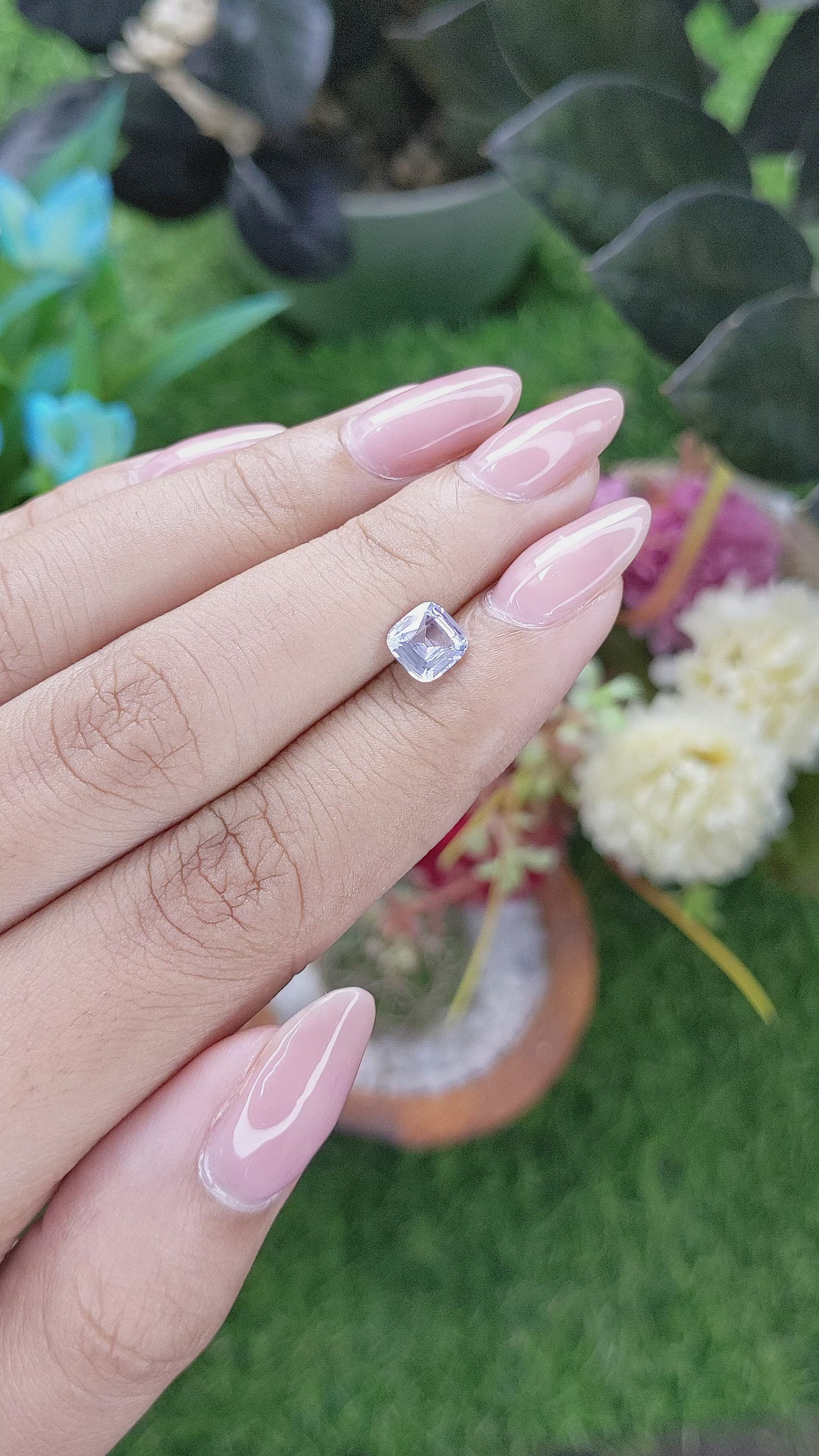1.14 Ct. White Sapphire from Ceylon (Sri Lanka) Size Video