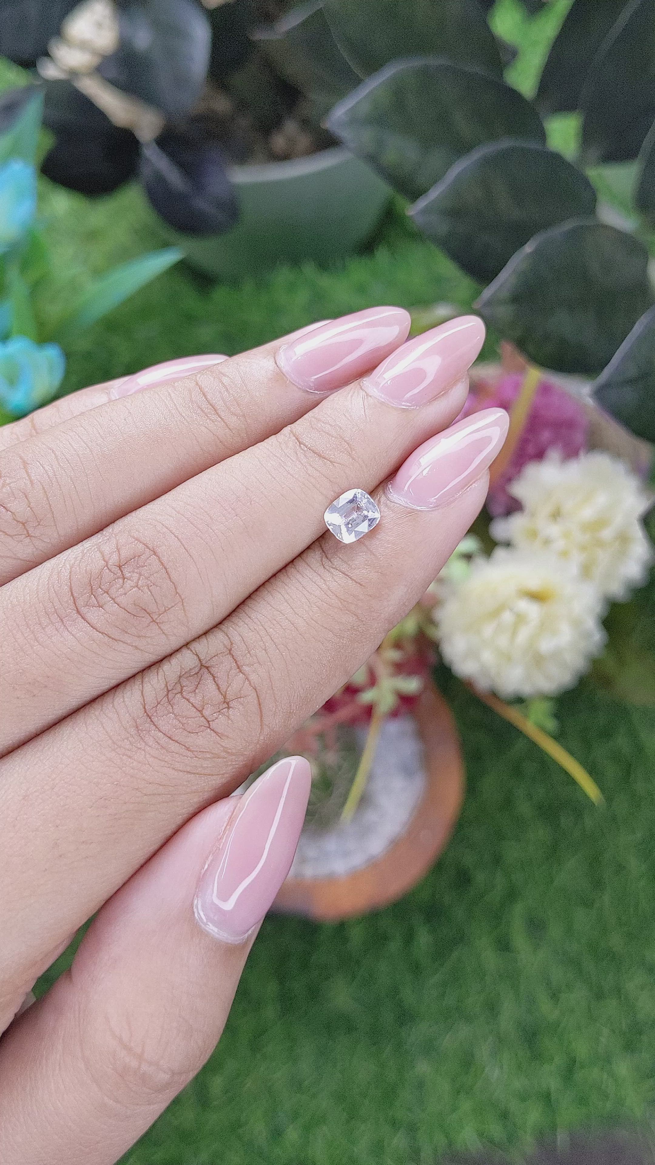 1.04 Ct. White Sapphire from Ceylon (Sri Lanka) Size Video