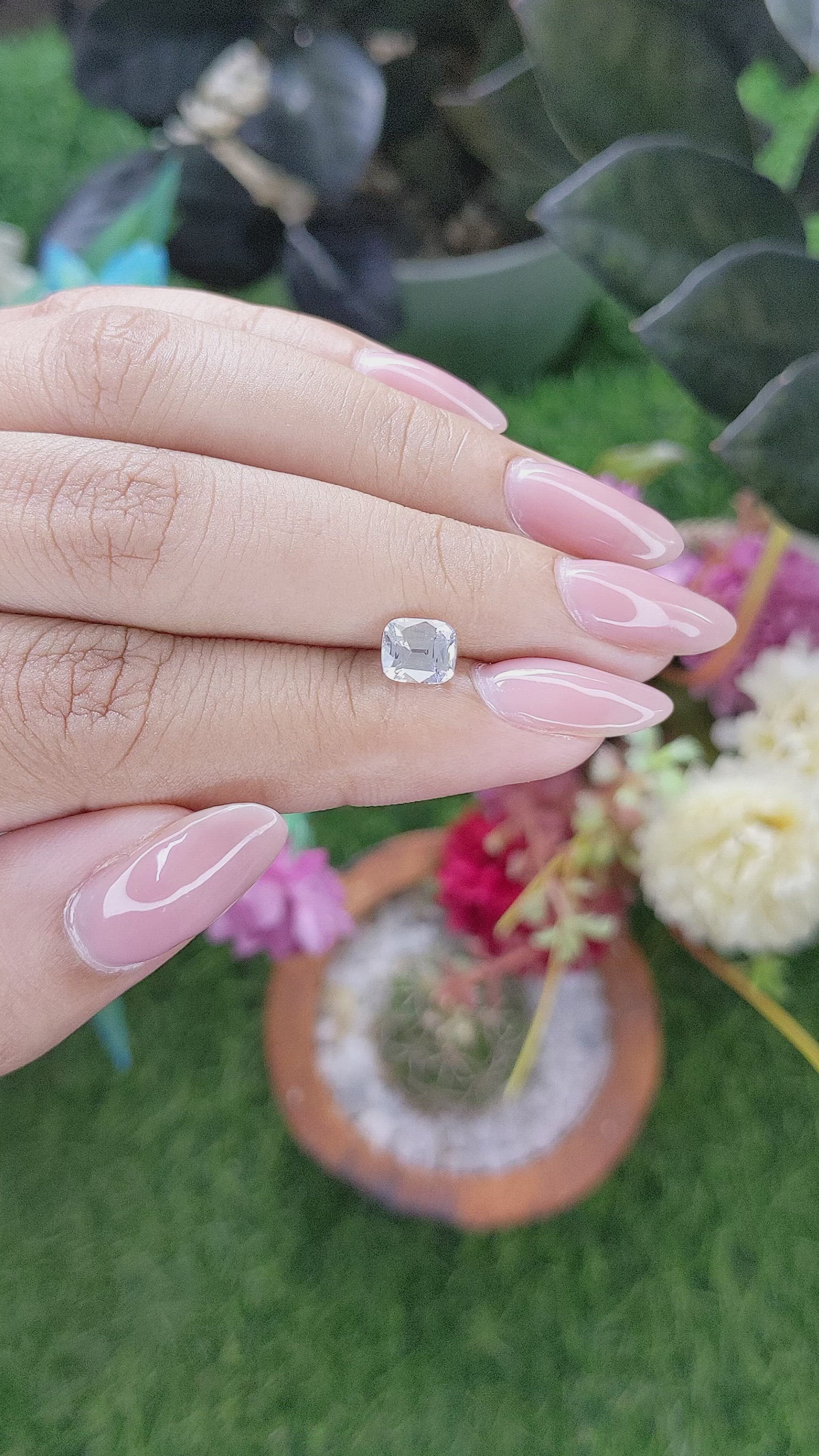 1.27 Ct. White Sapphire from Ceylon (Sri Lanka) Size Video