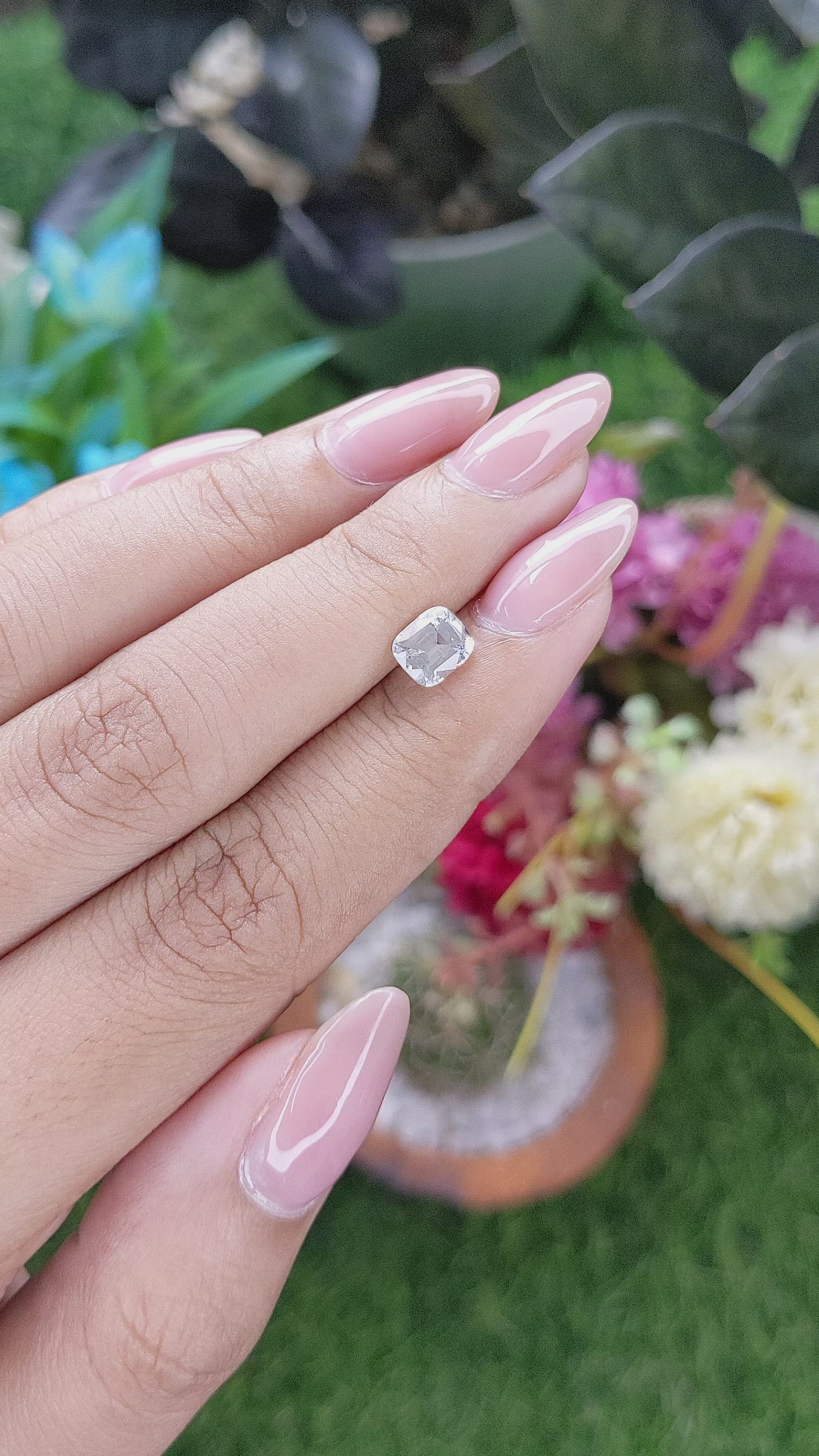 1.27 Ct. White Sapphire from Ceylon (Sri Lanka) Size Video
