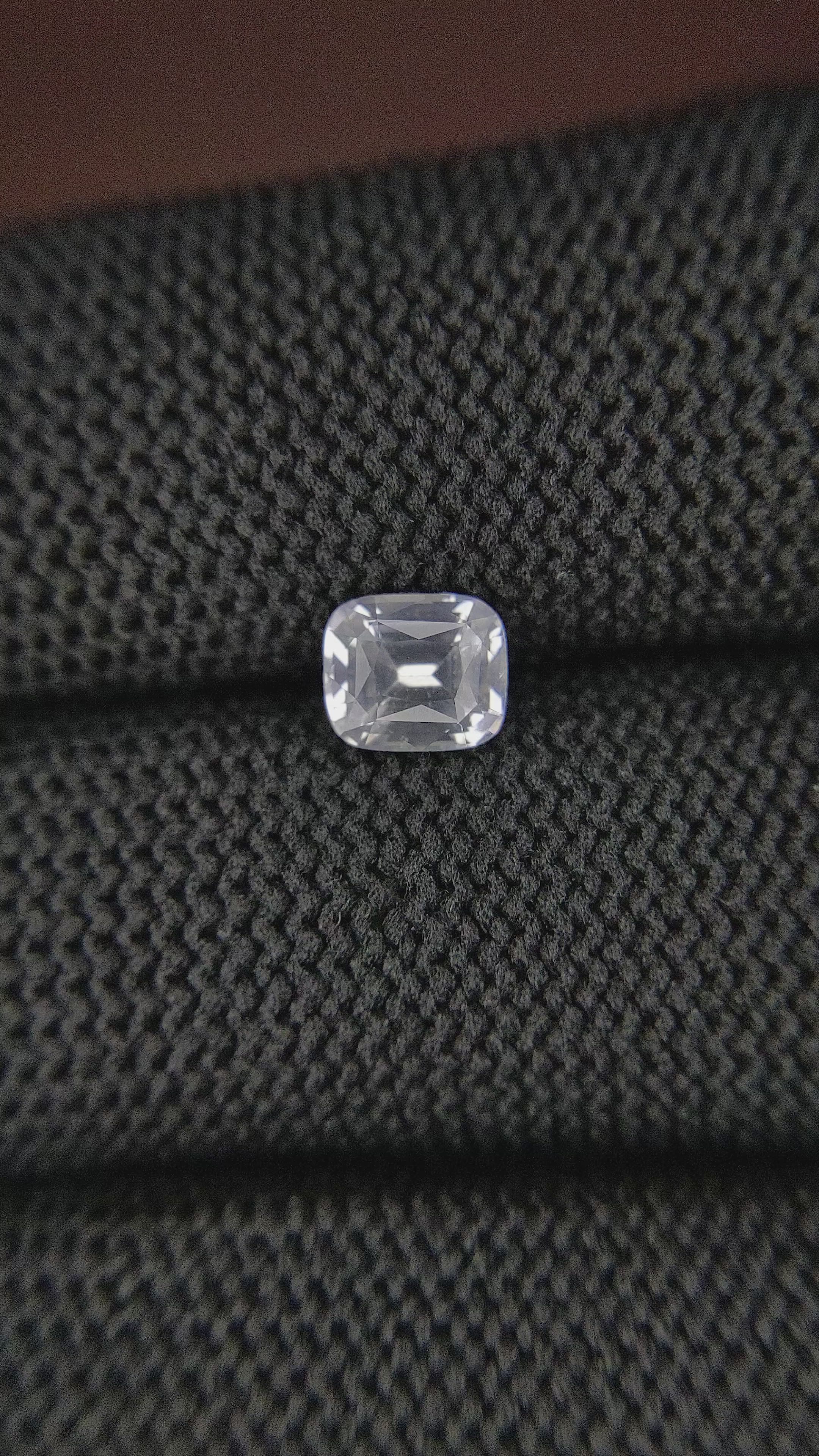 1.27 Ct. White Sapphire from Ceylon (Sri Lanka) Size Video