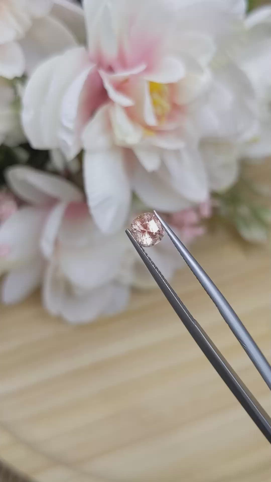 1.16 Ct. Peach Sapphire from Ceylon (Sri Lanka) Size Video