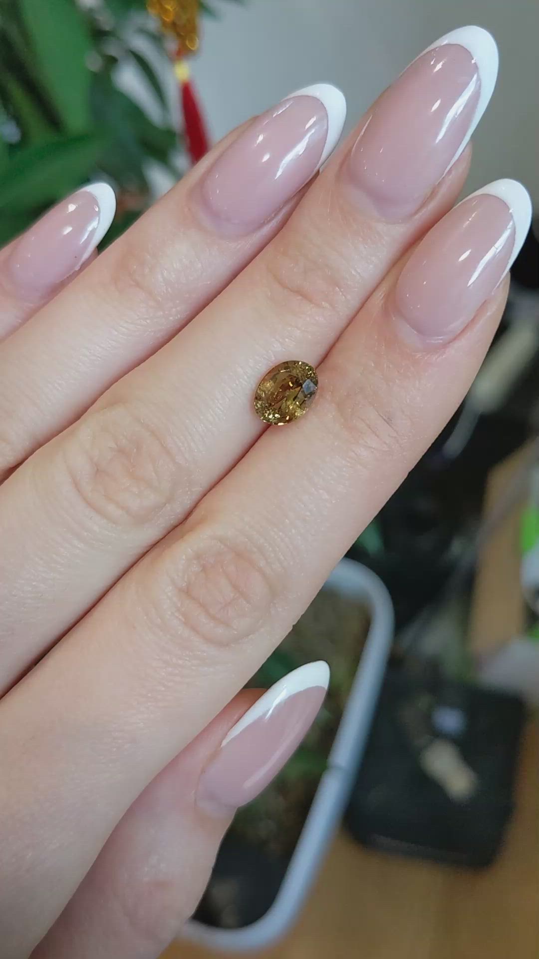 2.10 Ct. Yellowish Brown Sapphire from Ceylon (Sri Lanka) Size Video