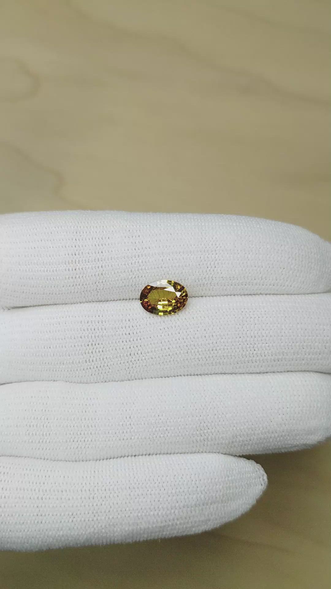 2.04 Ct. Yellowish Brown Sapphire from Ceylon (Sri Lanka) Size Video