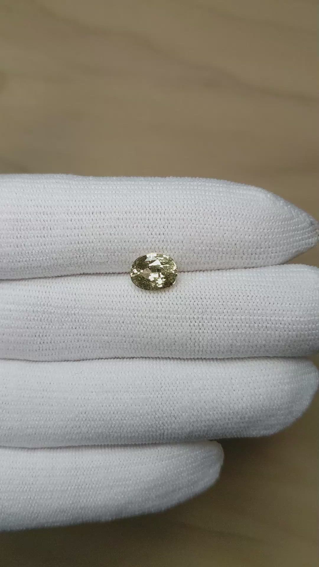 2.59 Ct. Yellowish Green Sapphire from Ceylon (Sri Lanka) Size Video