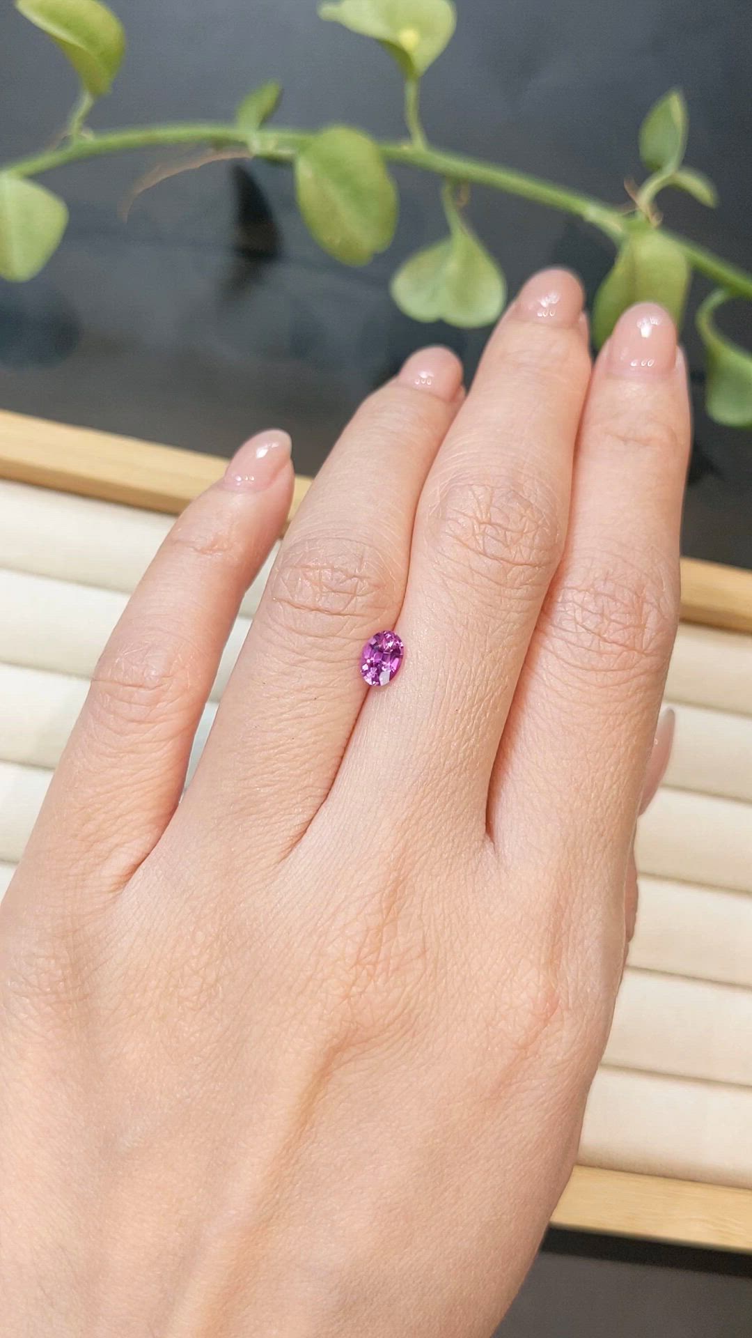 0.65 Ct. Pinkish Purple Sapphire from Ceylon (Sri Lanka) Size Video