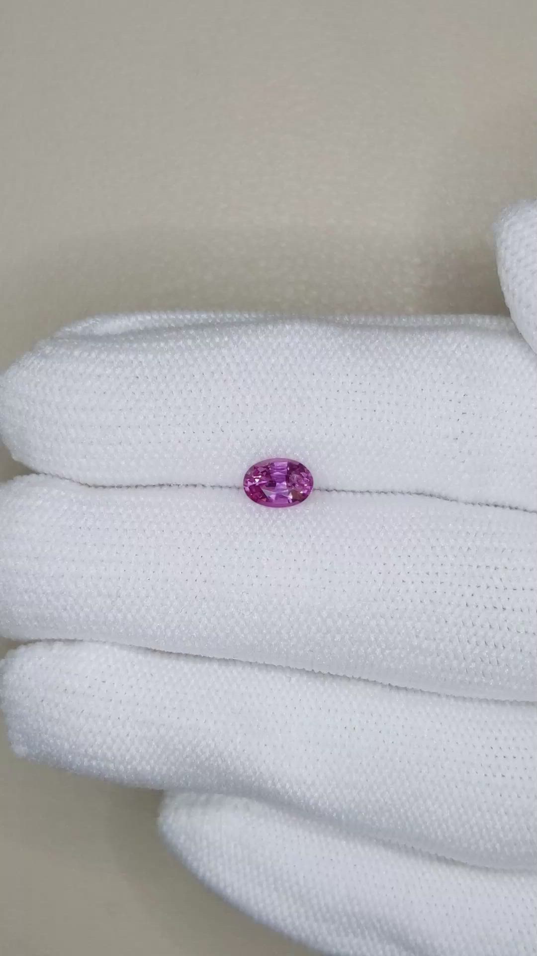 0.65 Ct. Pinkish Purple Sapphire from Ceylon (Sri Lanka) Size Video