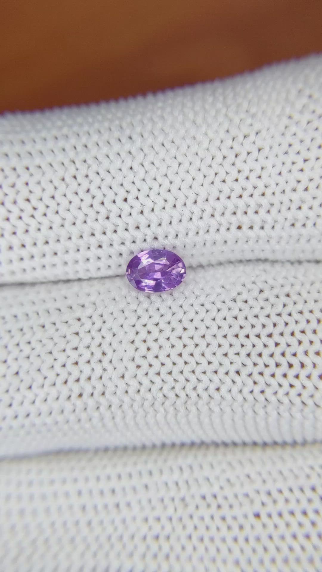0.45 Ct. Pinkish Purple Sapphire from Ceylon (Sri Lanka) Size Video