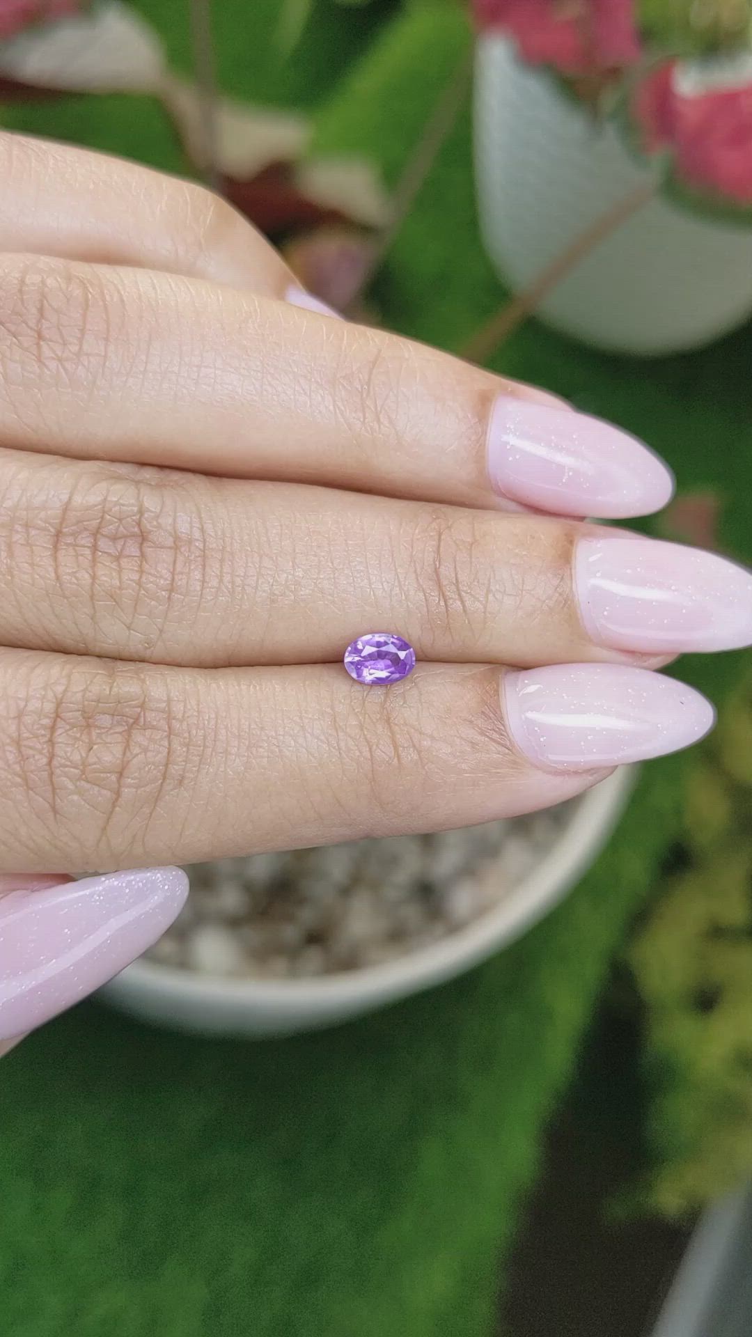 0.45 Ct. Pinkish Purple Sapphire from Ceylon (Sri Lanka) Size Video