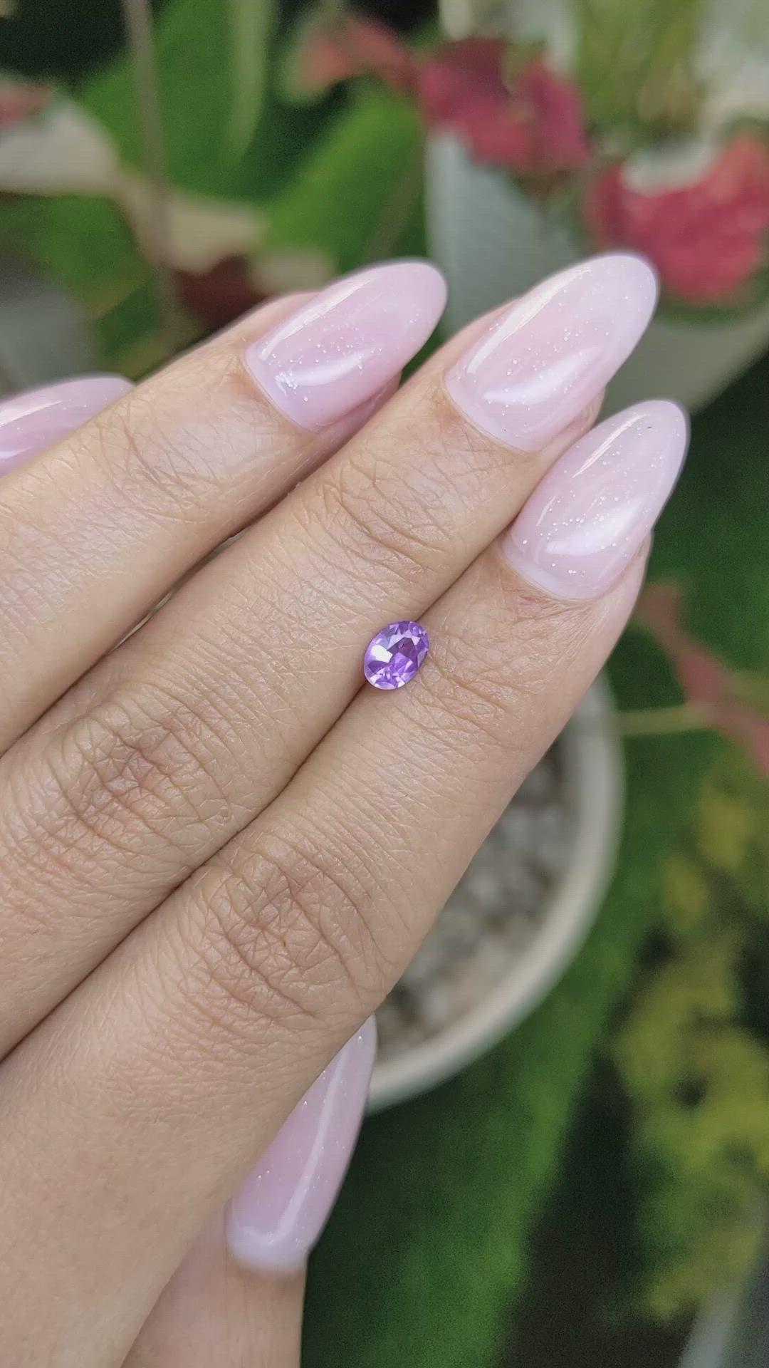 0.45 Ct. Pinkish Purple Sapphire from Ceylon (Sri Lanka) Size Video