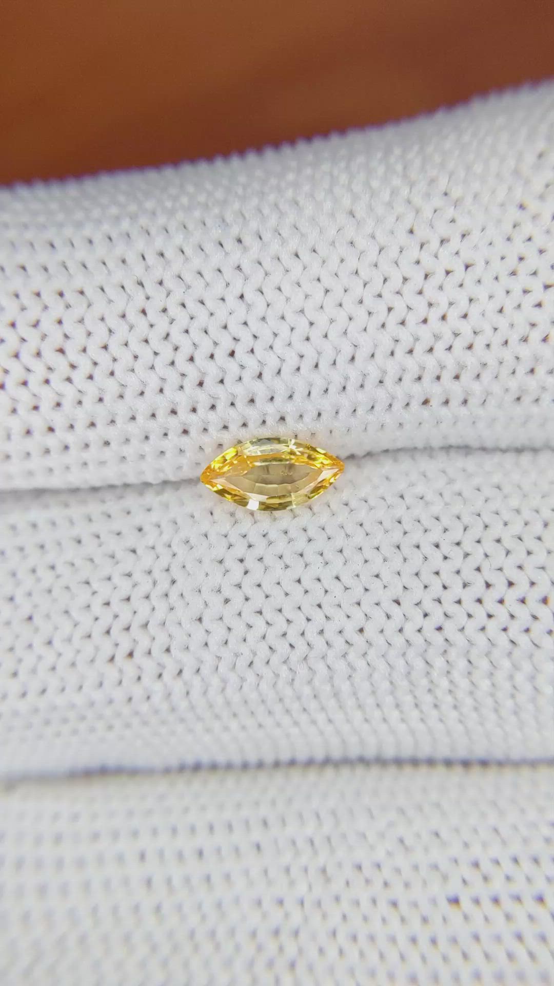 0.44 Ct. Orangish Yellow Sapphire from Ceylon (Sri Lanka) Size Video
