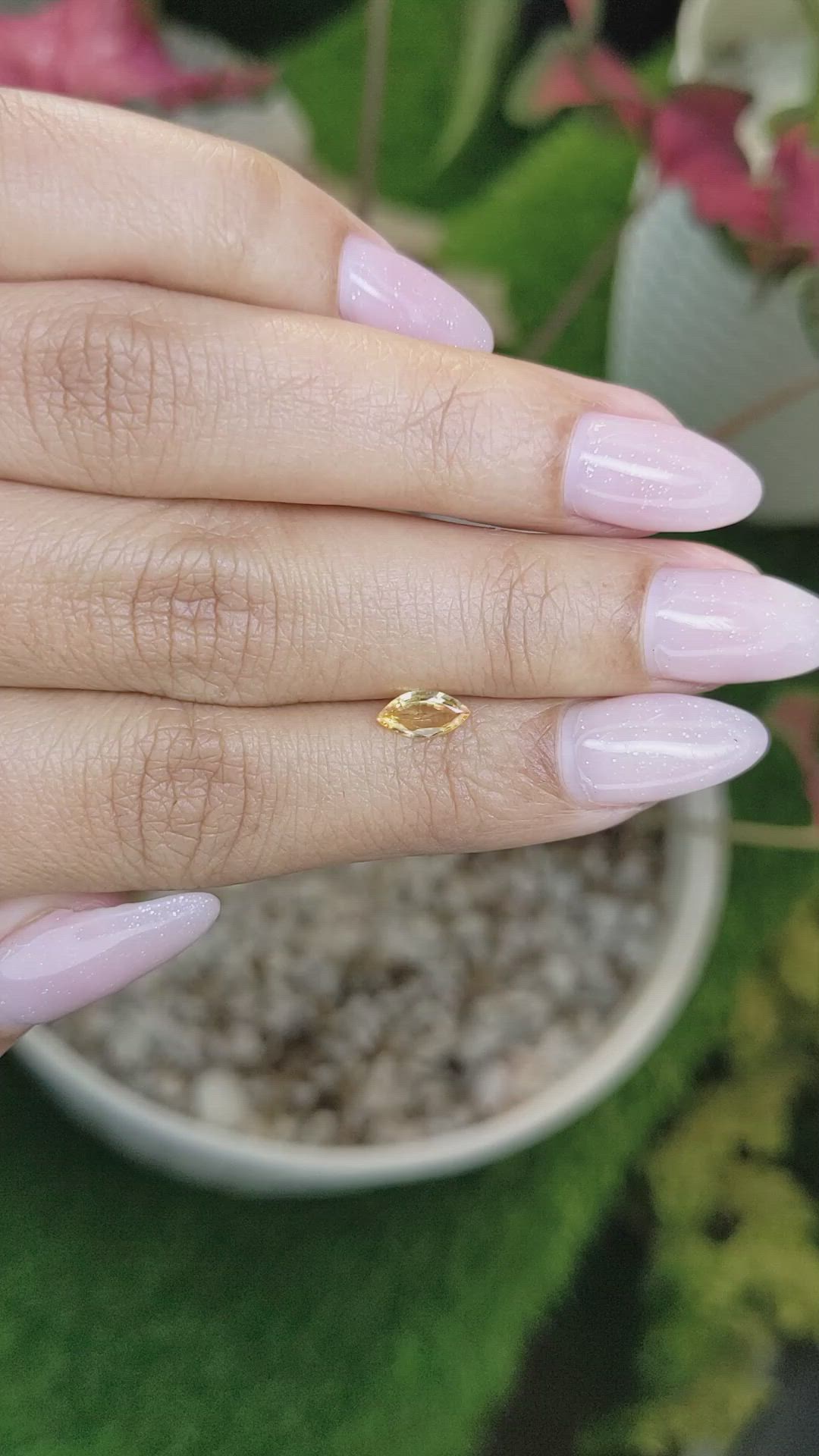 0.44 Ct. Orangish Yellow Sapphire from Ceylon (Sri Lanka) Size Video