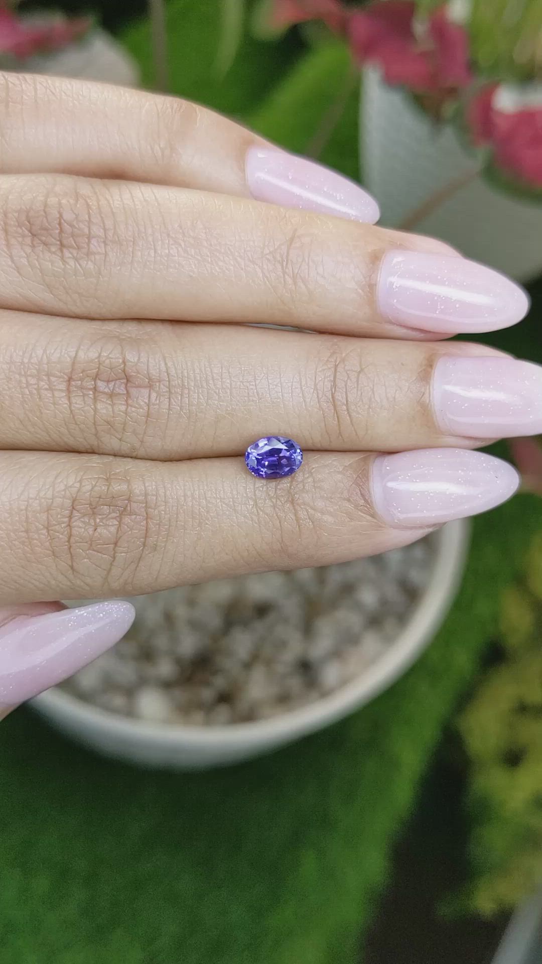 0.89 Ct. Violet Sapphire from Ceylon (Sri Lanka) Size Video