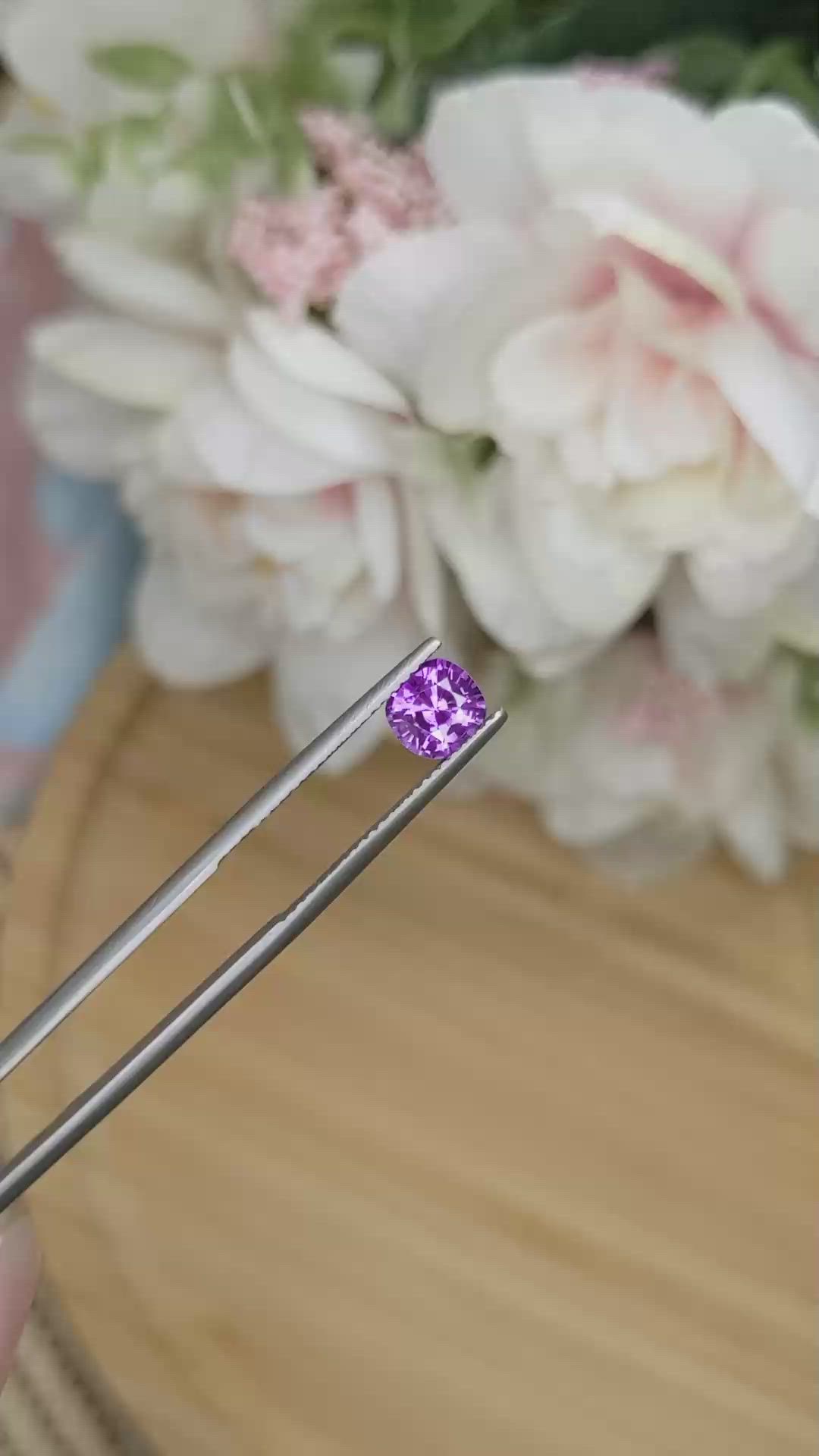 1.20 Ct. Pinkish Purple Sapphire from Ceylon (Sri Lanka) Size Video