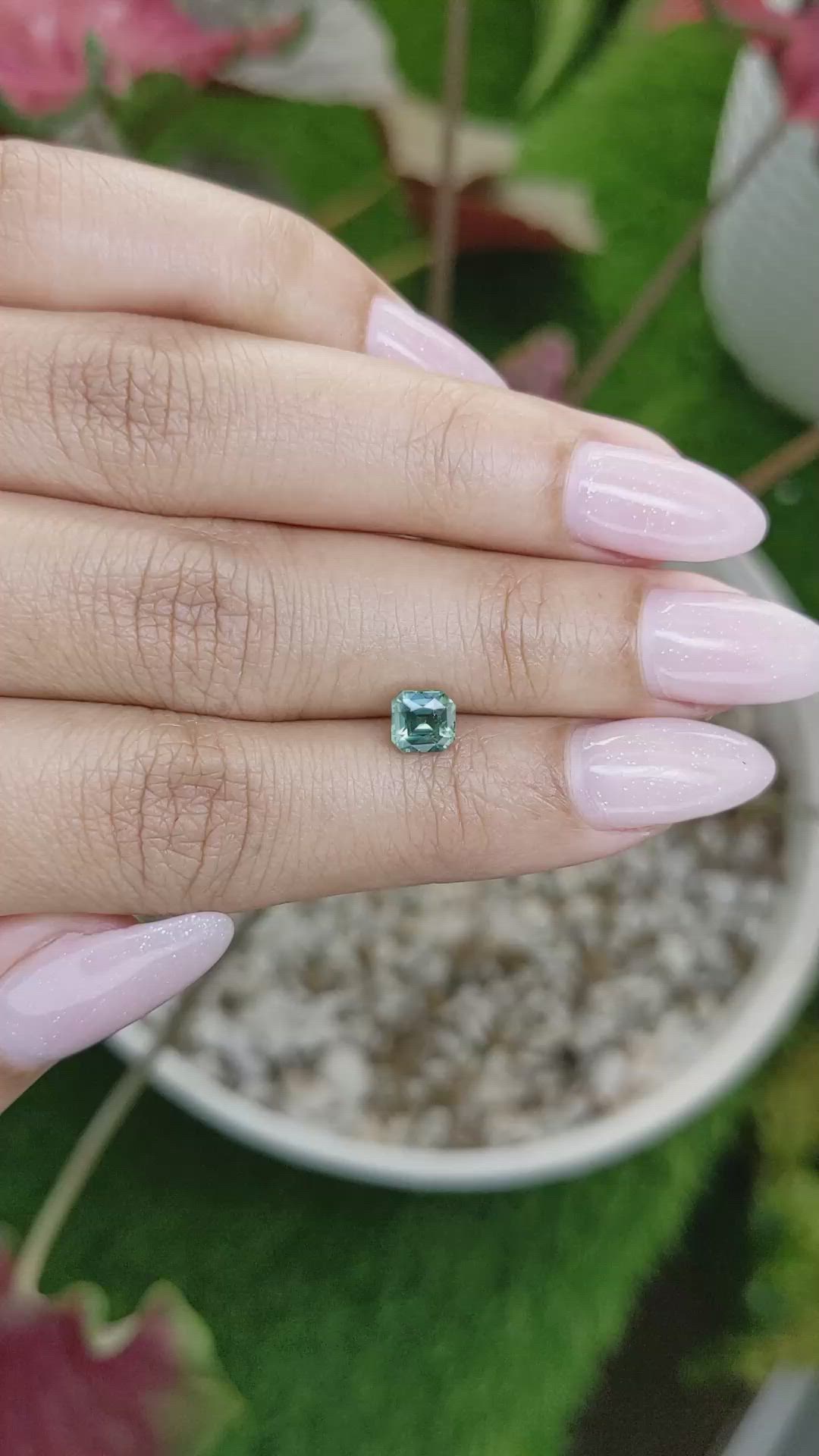 0.91 Ct. Bluish Green Sapphire from Madagascar Size Video